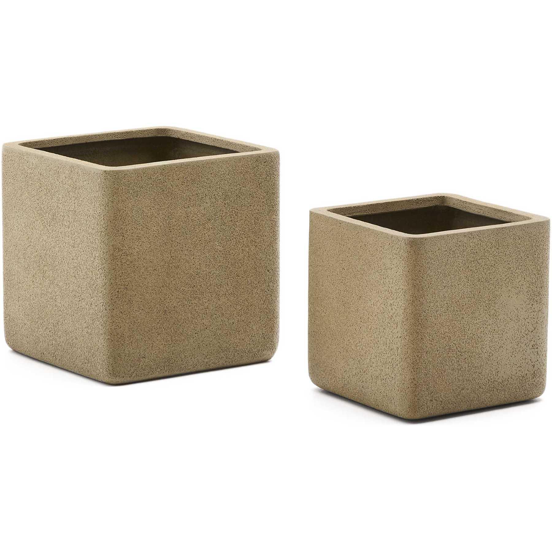 Blumentopf quadratisch Minoa Steinoptik senfgelb (2er-Set)