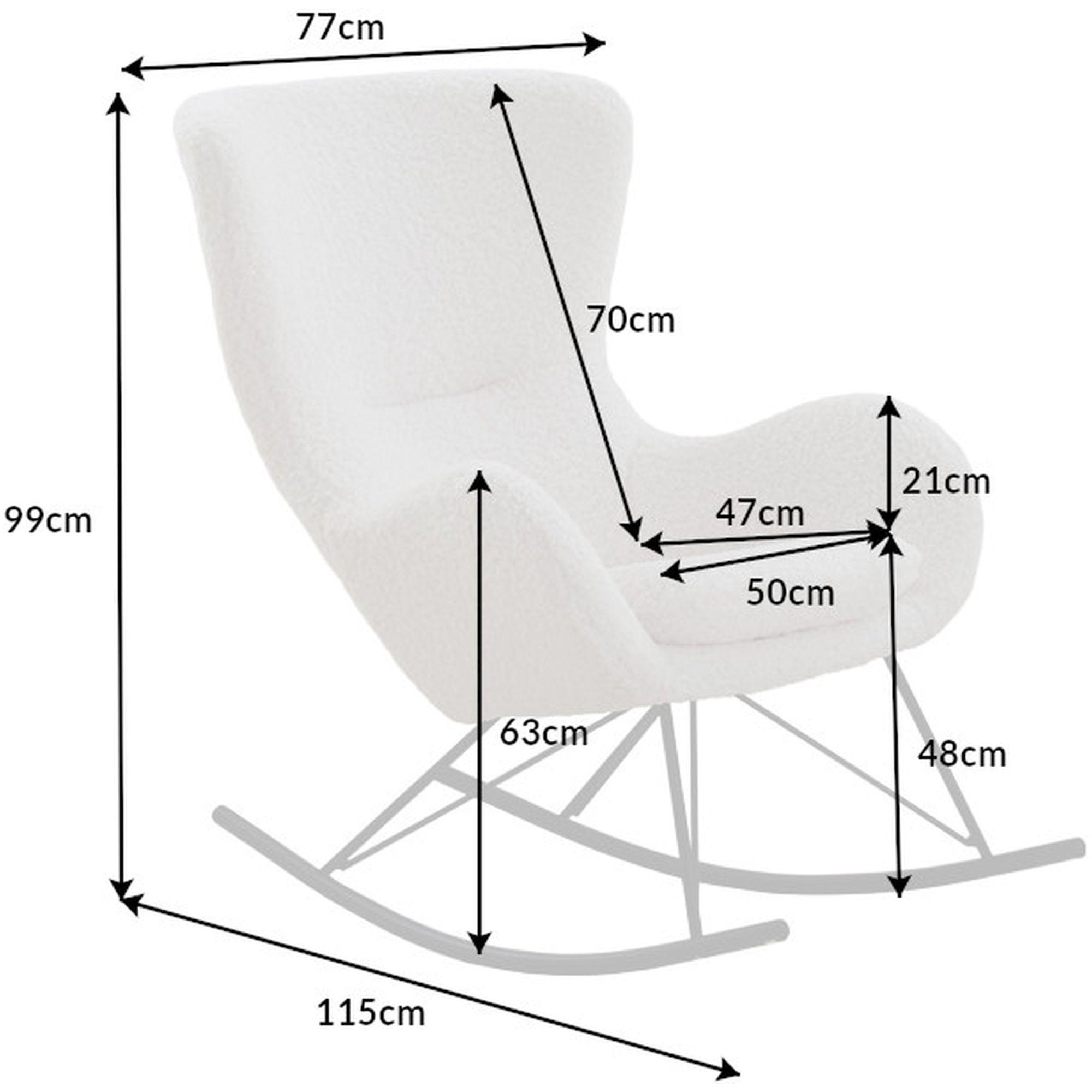 Schaukelstuhl Schaukelsessel Norway Swing Bouclé Stoff weiss