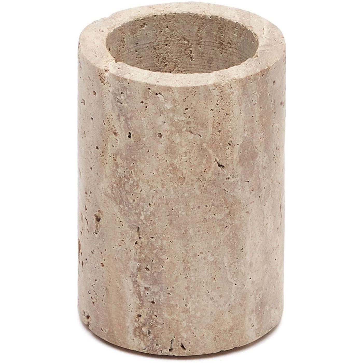 Macre Zahnbürstenhalter aus Travertin in Beige