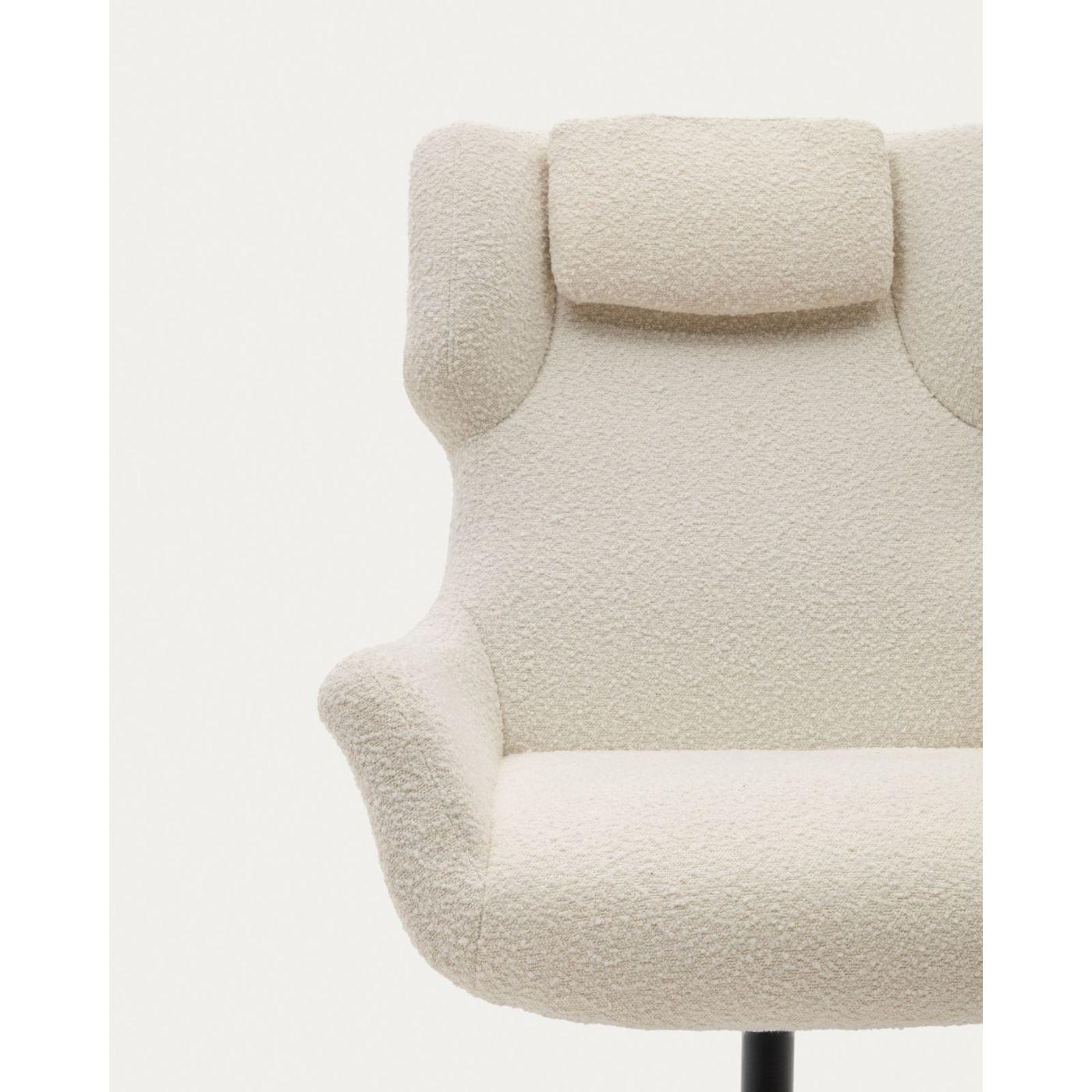 Relaxsessel drehbar Zalina Bouclé Stoff weiss Stahl schwarz