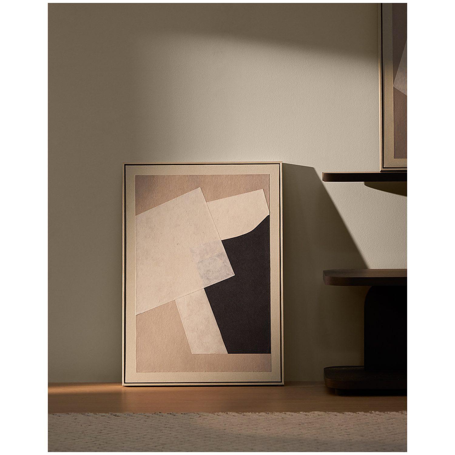 Abstraktes Bild Varo I Papier Leinen in Beigetönen 50x70