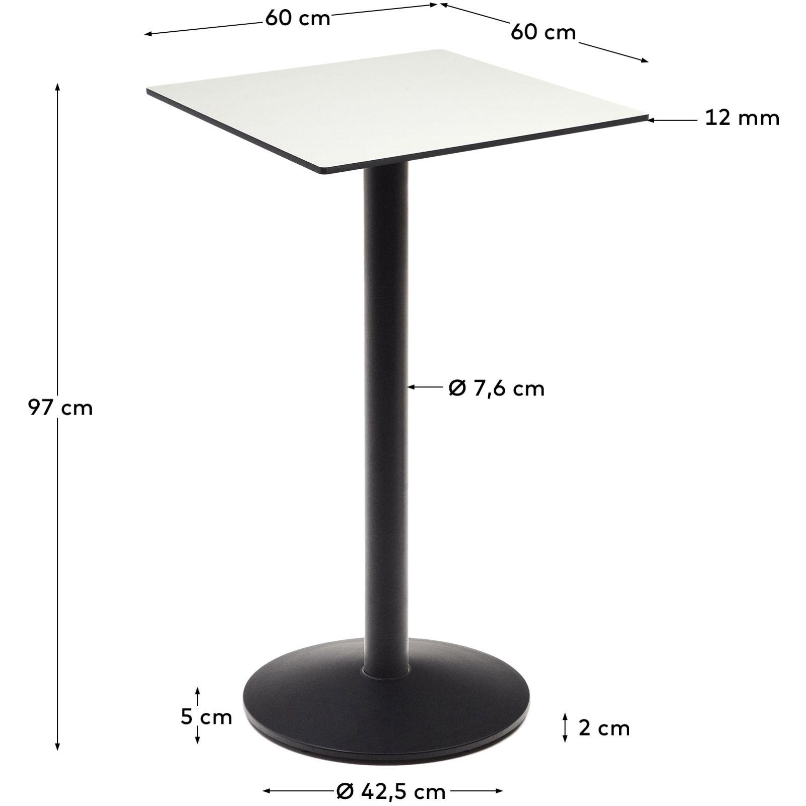Garten Bartisch quadratisch Outdoor Esilda HPL-Platte weiss Gestell Metall schwarz 60x60