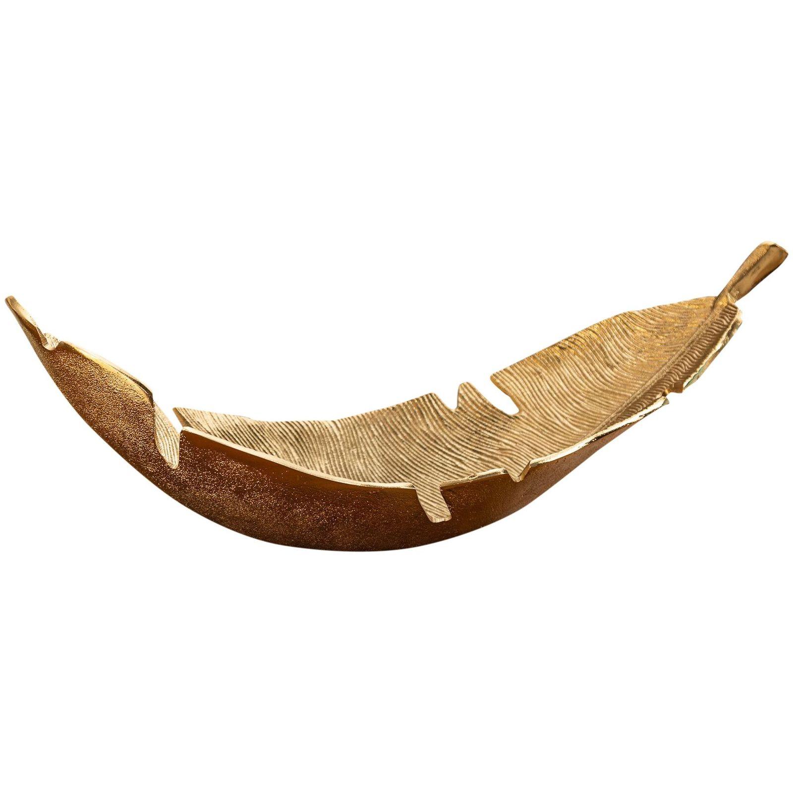 Deko Schale Leaf Blatt Design Metall gold 62x20