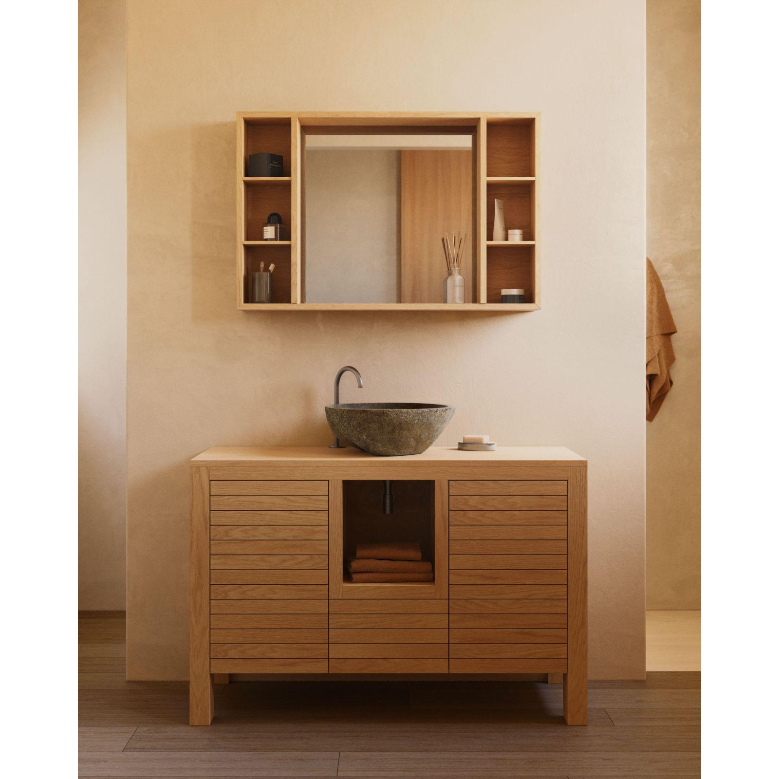 Badezimmermöbel Unterschrank Neria Teakholz massiv Natur 120x45