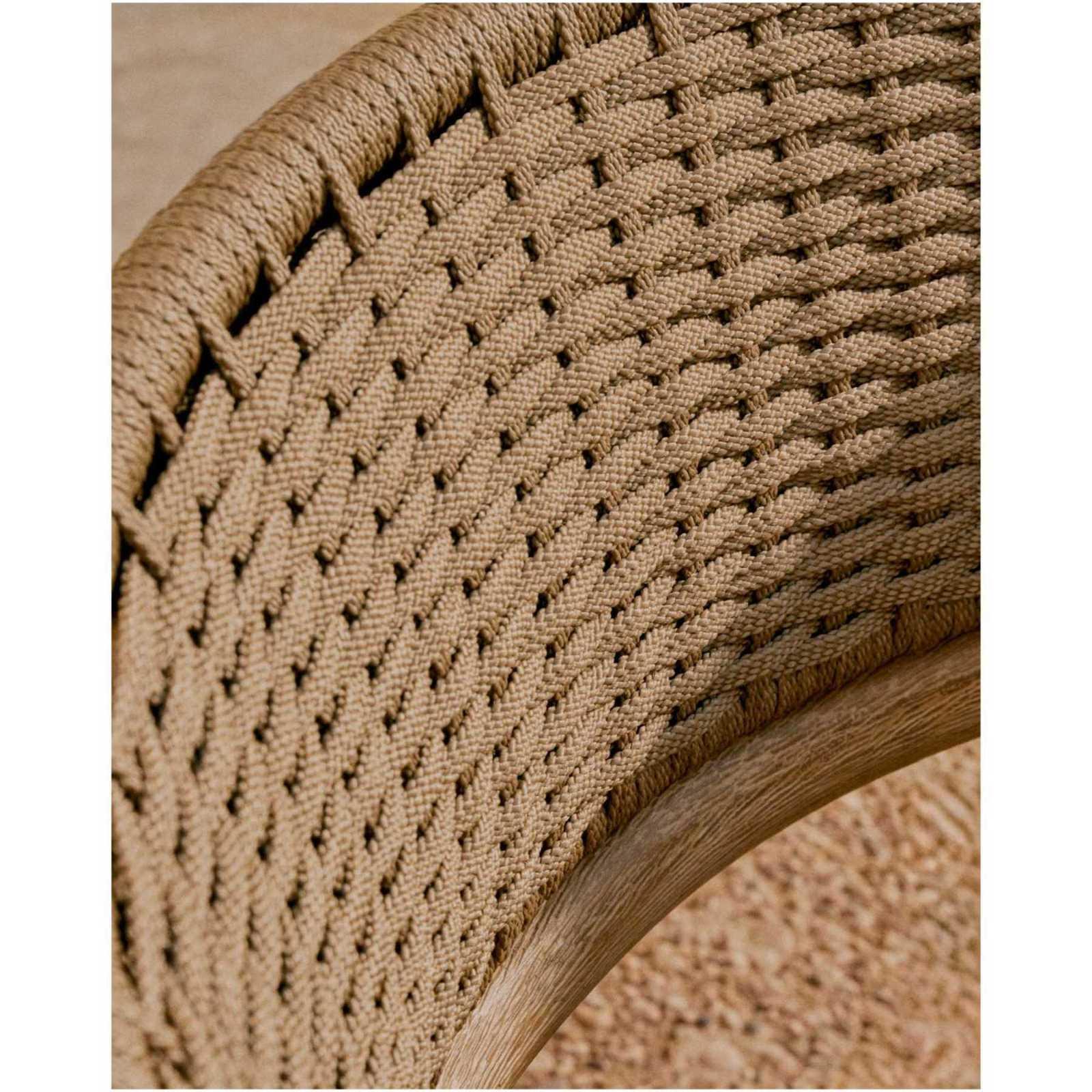 Gartensessel mit Armlehne Arinella Akazienholz massiv natur Seil beige