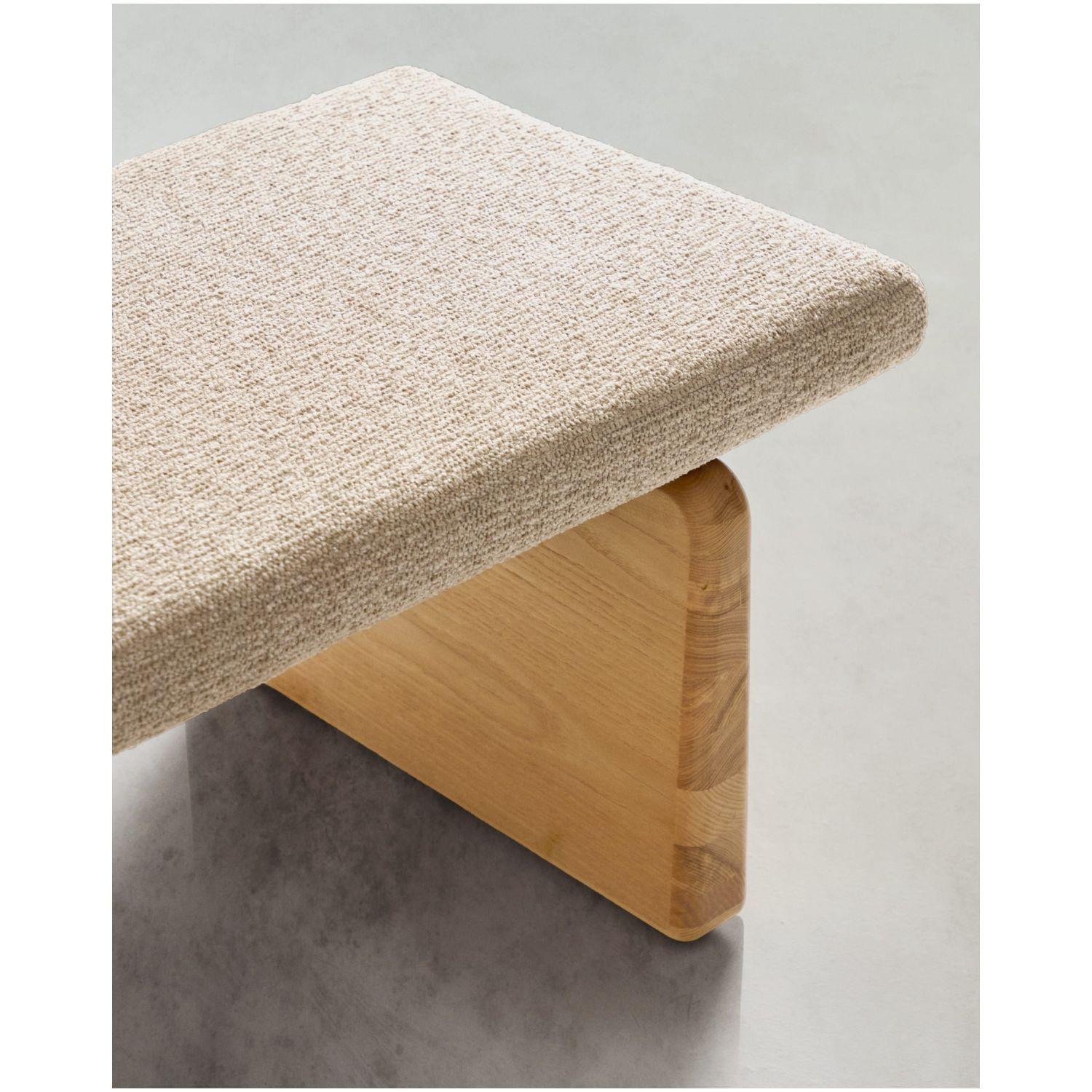 Polsterbank Topaz beige Chenille und massives Eschenholz mit natürlichem Finish 150cm FSC