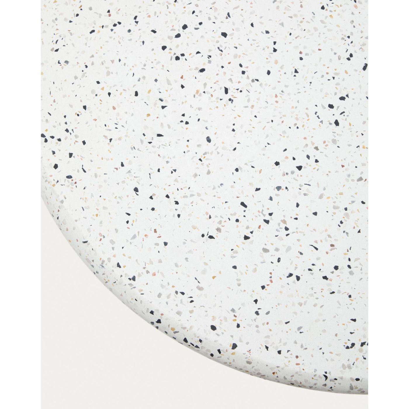 Saura Tisch aus weissem Terrazzo mit weisser Terrazzo-Platte 70x70