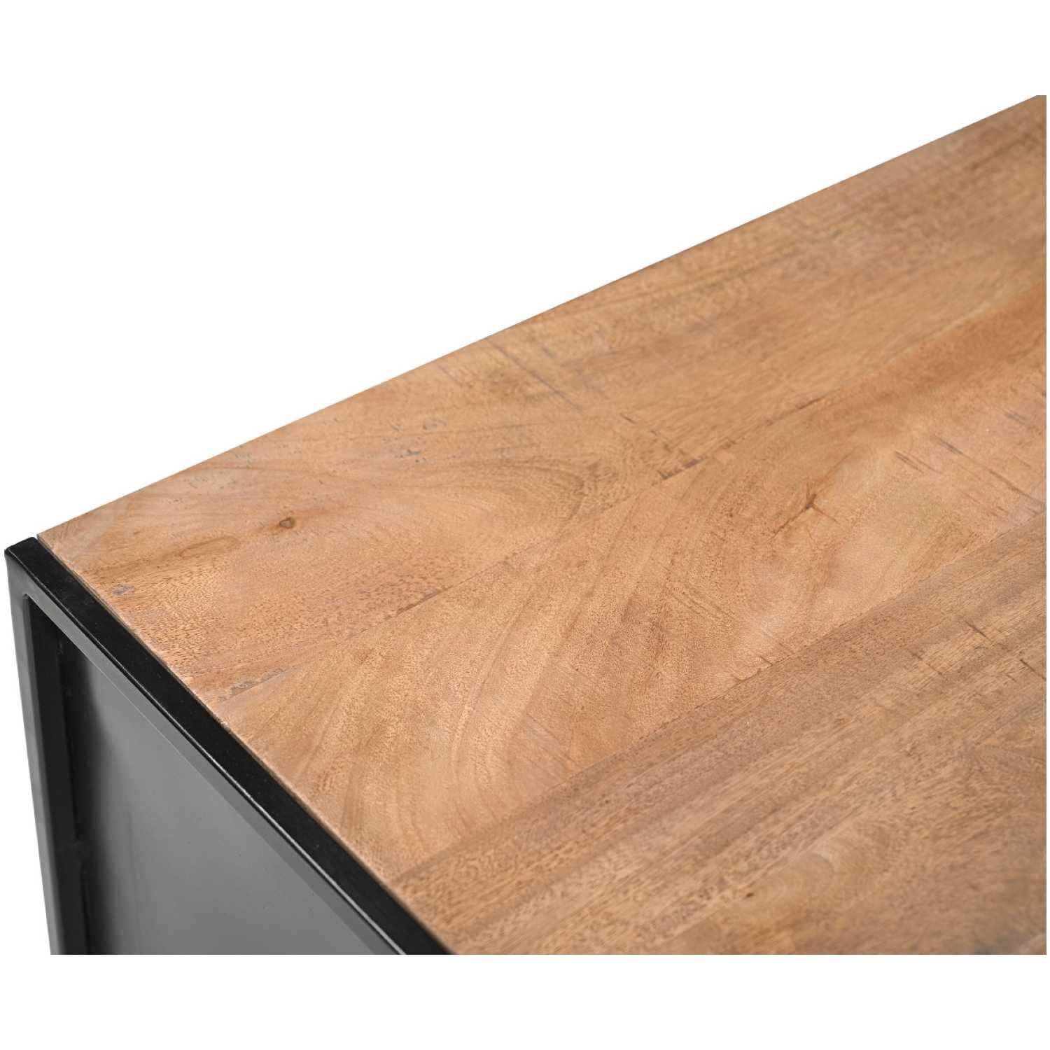 Standvitrine Elena Industrial Mangoholz natur Metall schwarz 50x180