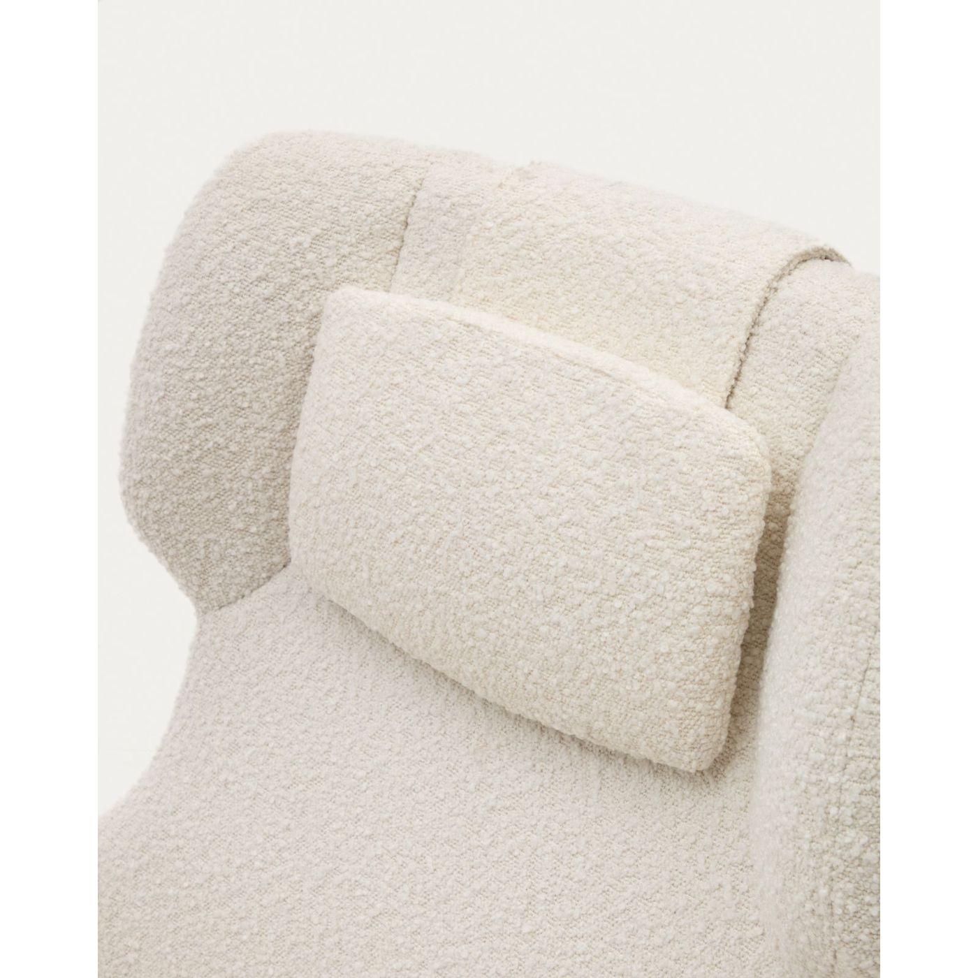Relaxsessel drehbar Zalina Bouclé Stoff weiss Stahl schwarz