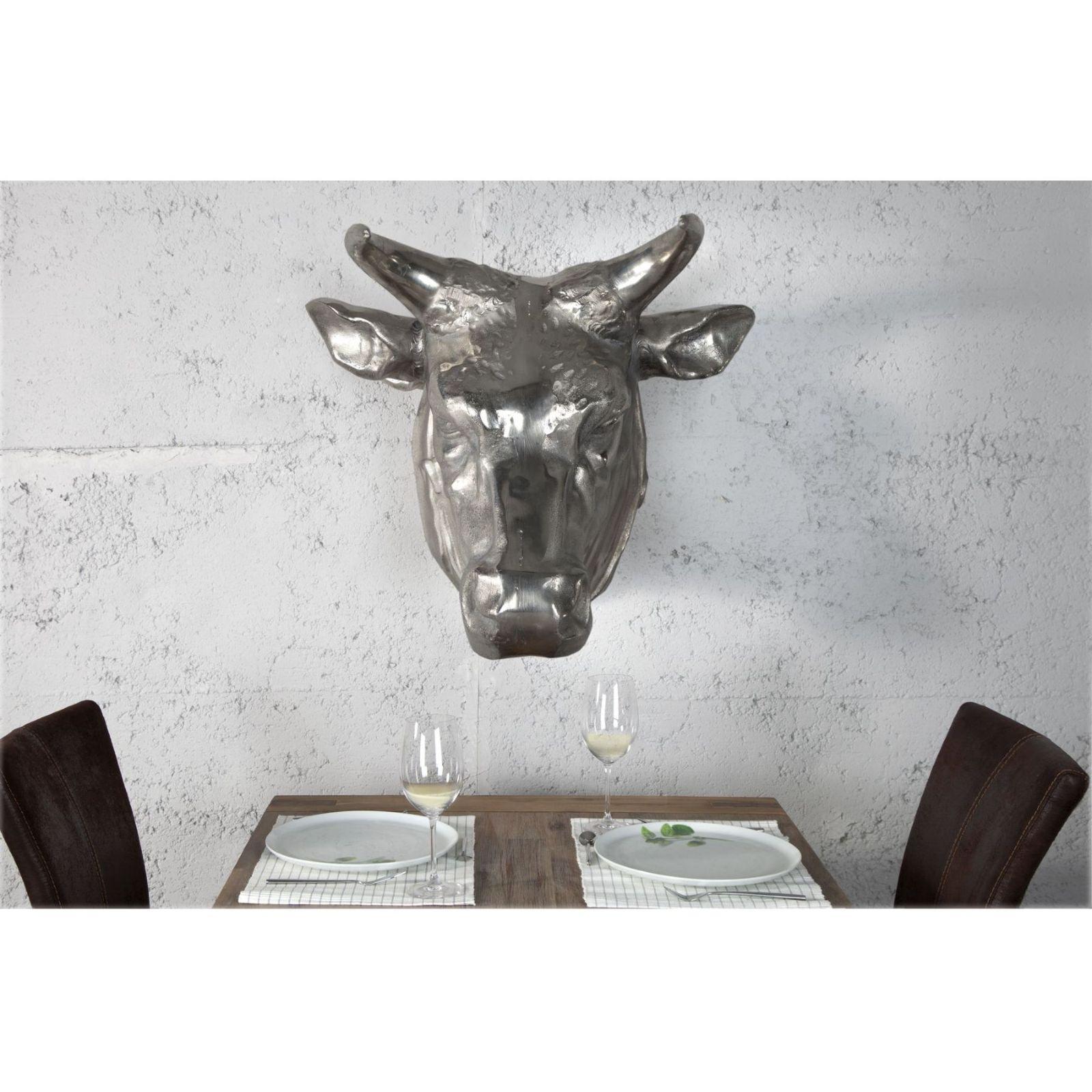 Wanddekoration Bull Schädel 65cm silber
