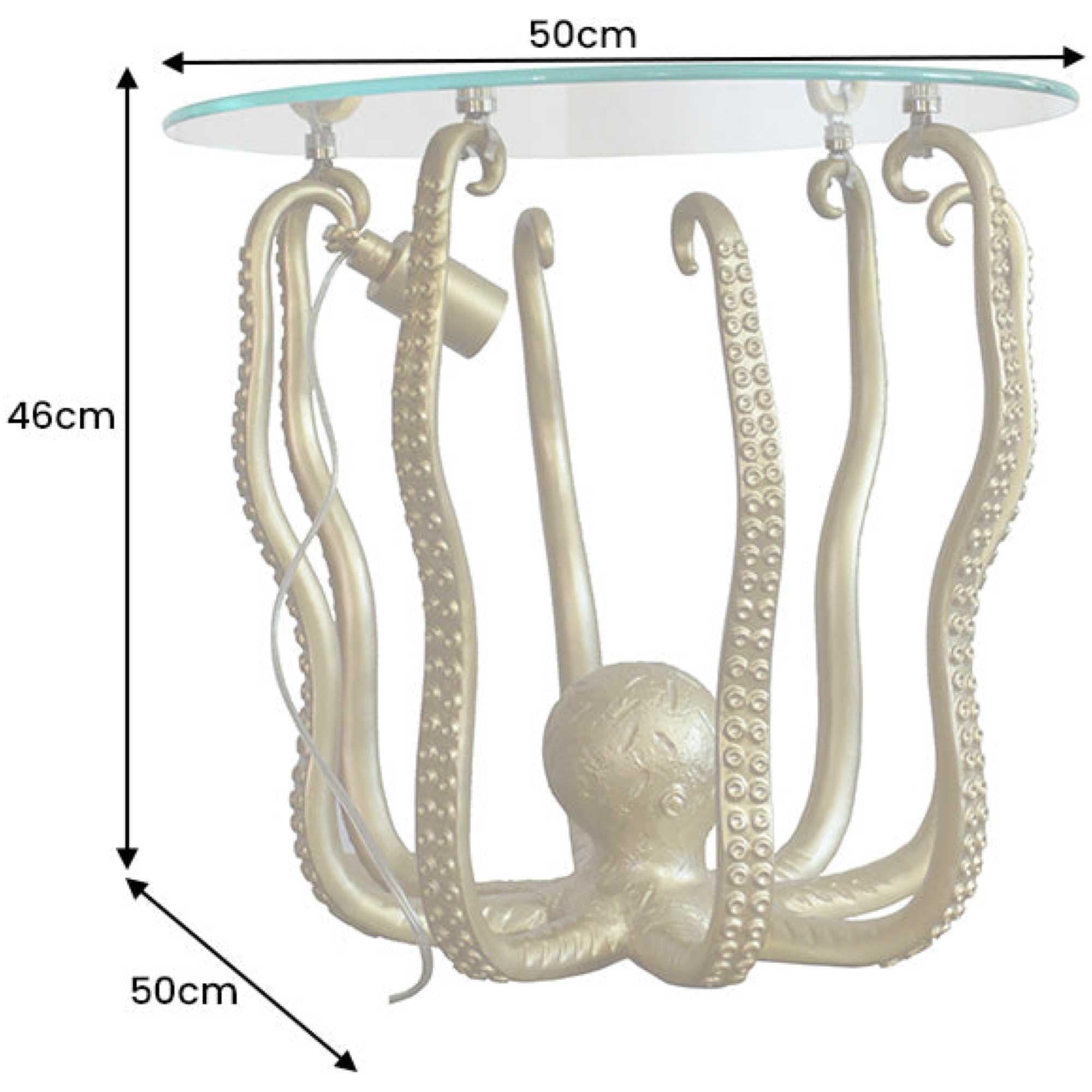 Beistelltisch mit Lampe Oktopus Metall gold Glas
