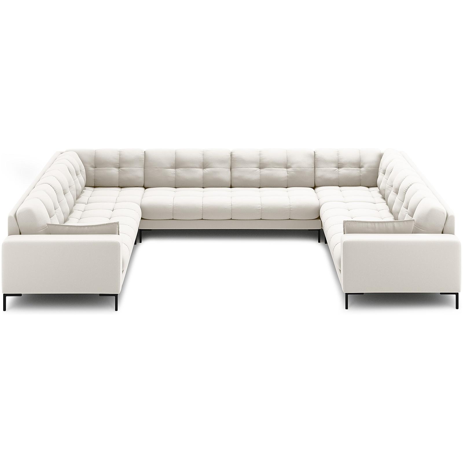 Wohnlandschaft U-Sofa Mamaia 337x256x75 Füsse schwarz - Bezug: Structured Fabric (Neve), Light Beige