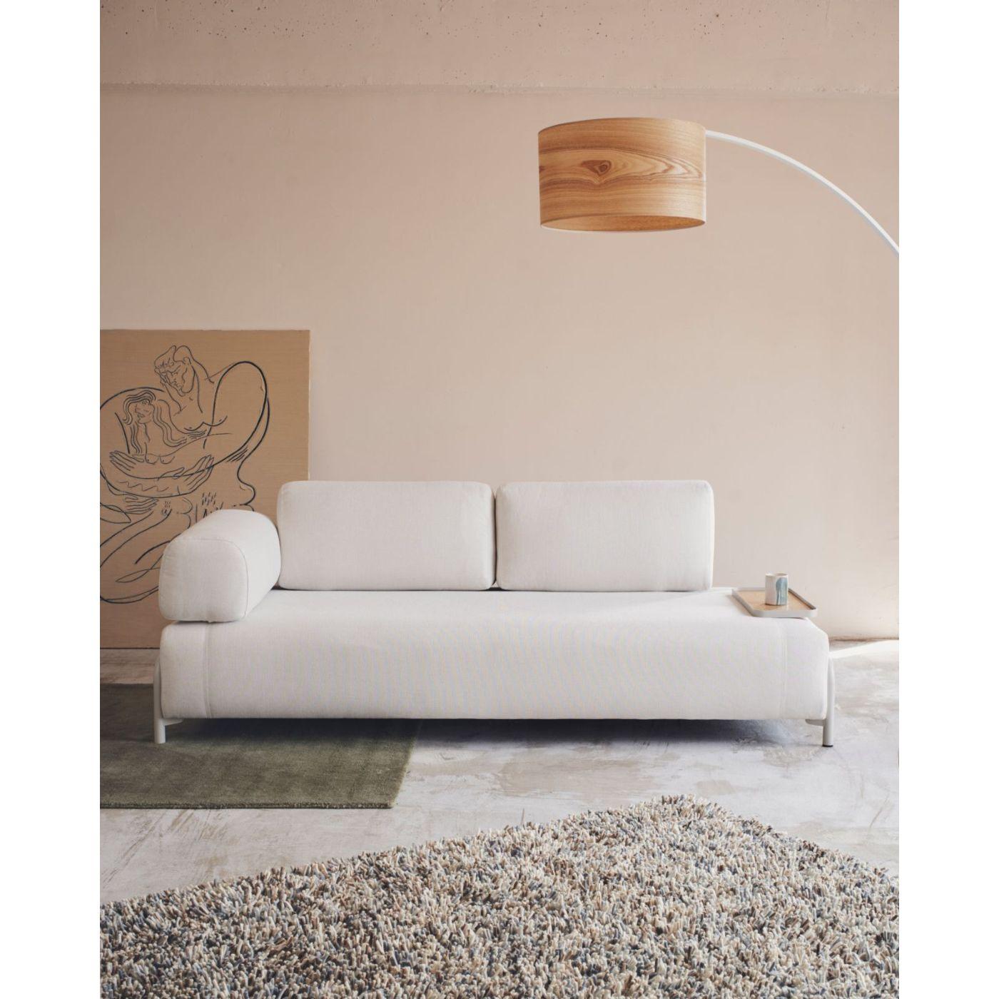 Compo kleines Tablett in Eichenfurnier mit natürlichem Finish und Metallgestell beige.