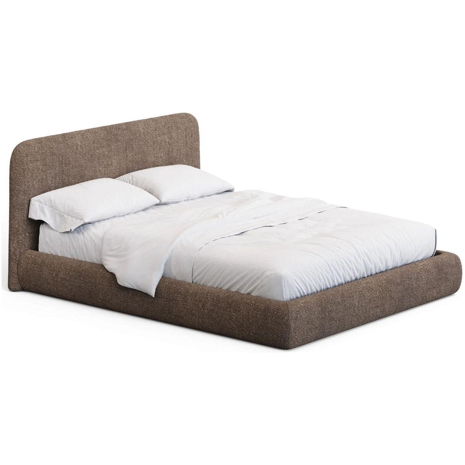 Abziehbares Bett Martina mit braunem Lammfellimitat Bouclé - Grösse: 160x200