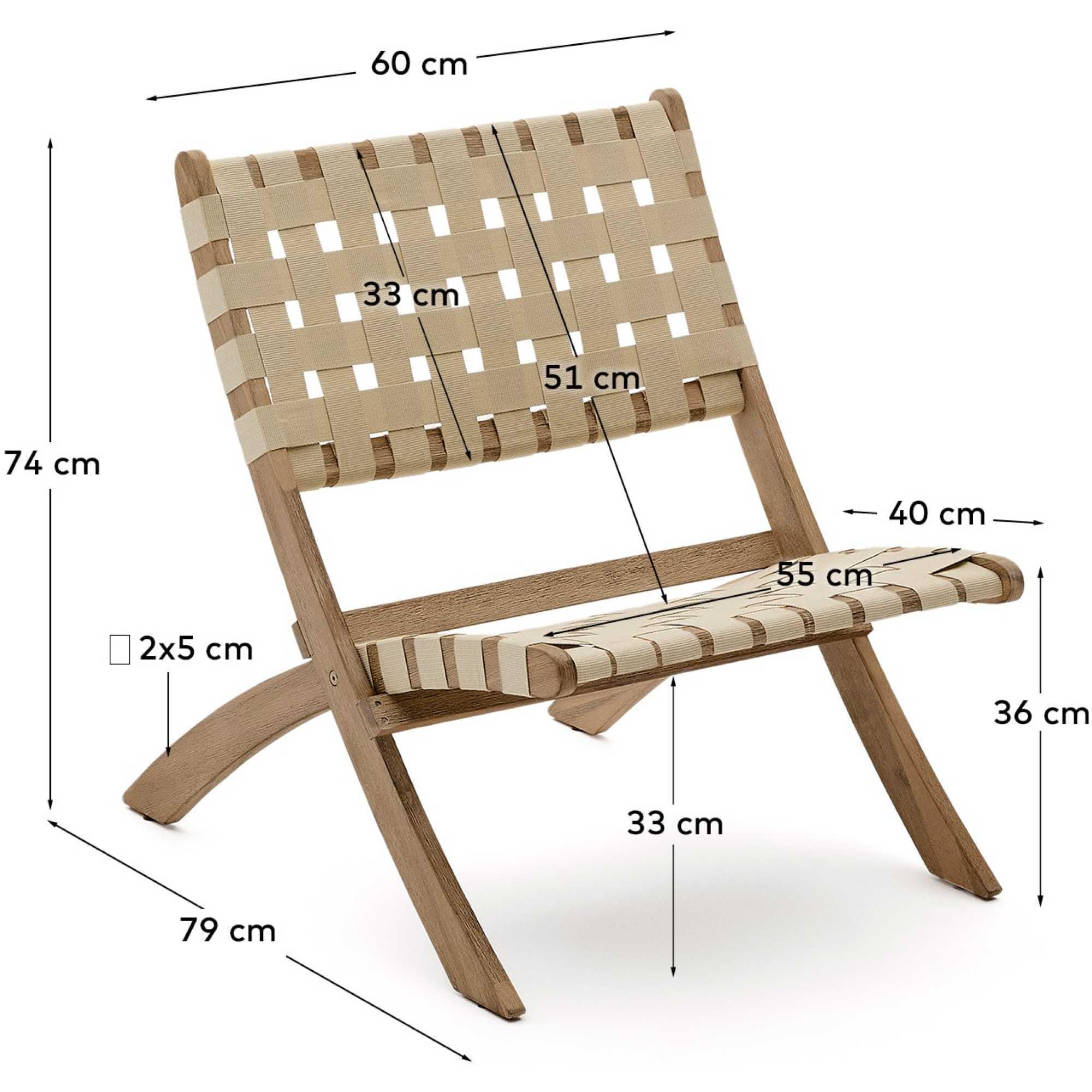 Gartensessel Klappstuhl Klappsessel Chabeli Akazienholz FSC Seil creme