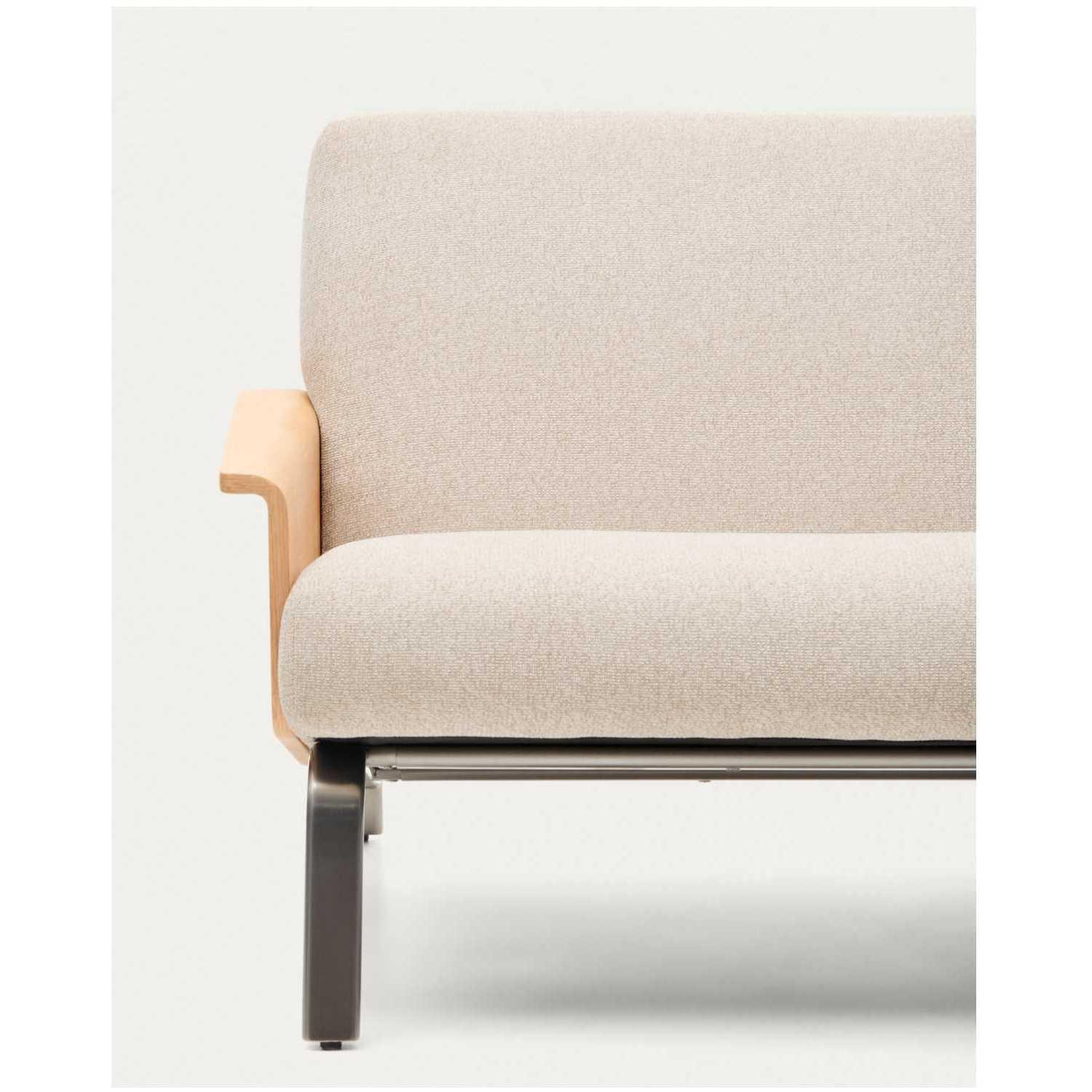 2-Sitzer-Sofa Amsen Eichenfurnier Chenille Stoff beige Beine Edelstahl gebürstetet 150 FSC 100%