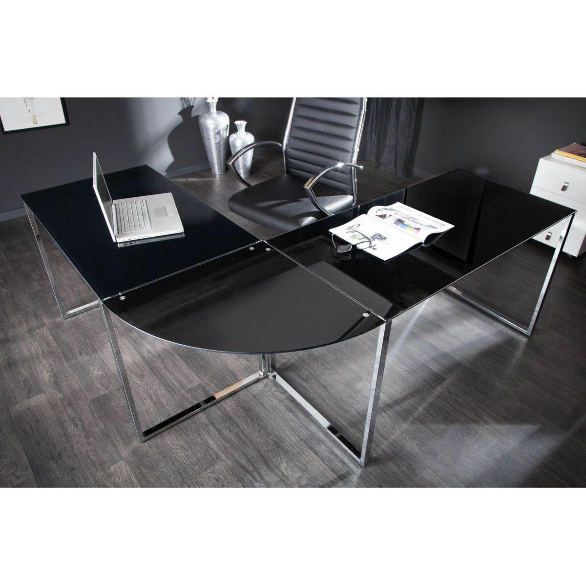 Eck-Schreibtisch New Office schwarz-chrom