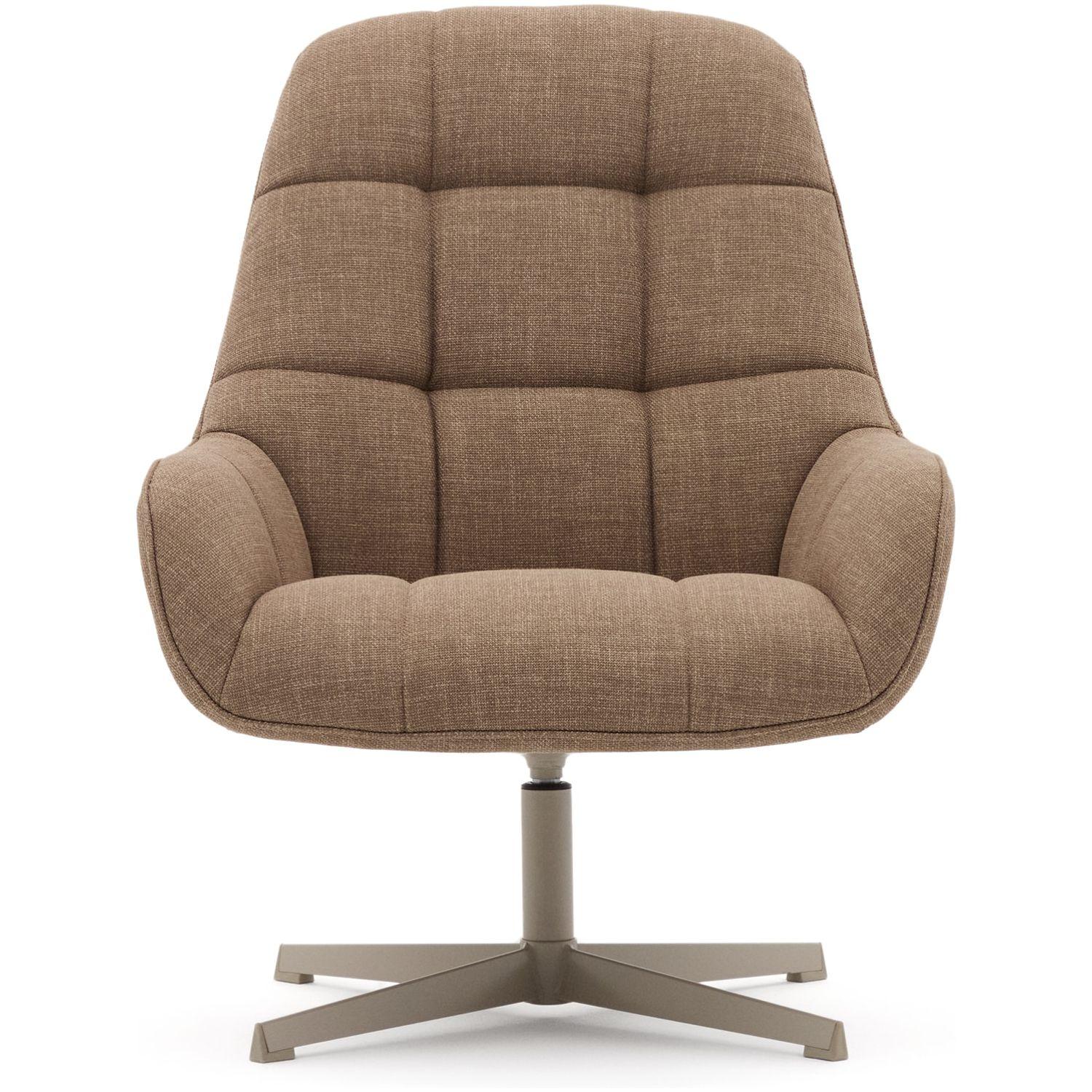 Drehsessel Jaspe hellbraun und Metall mit grauer Oberfläche FSC 100% (drehbar)
