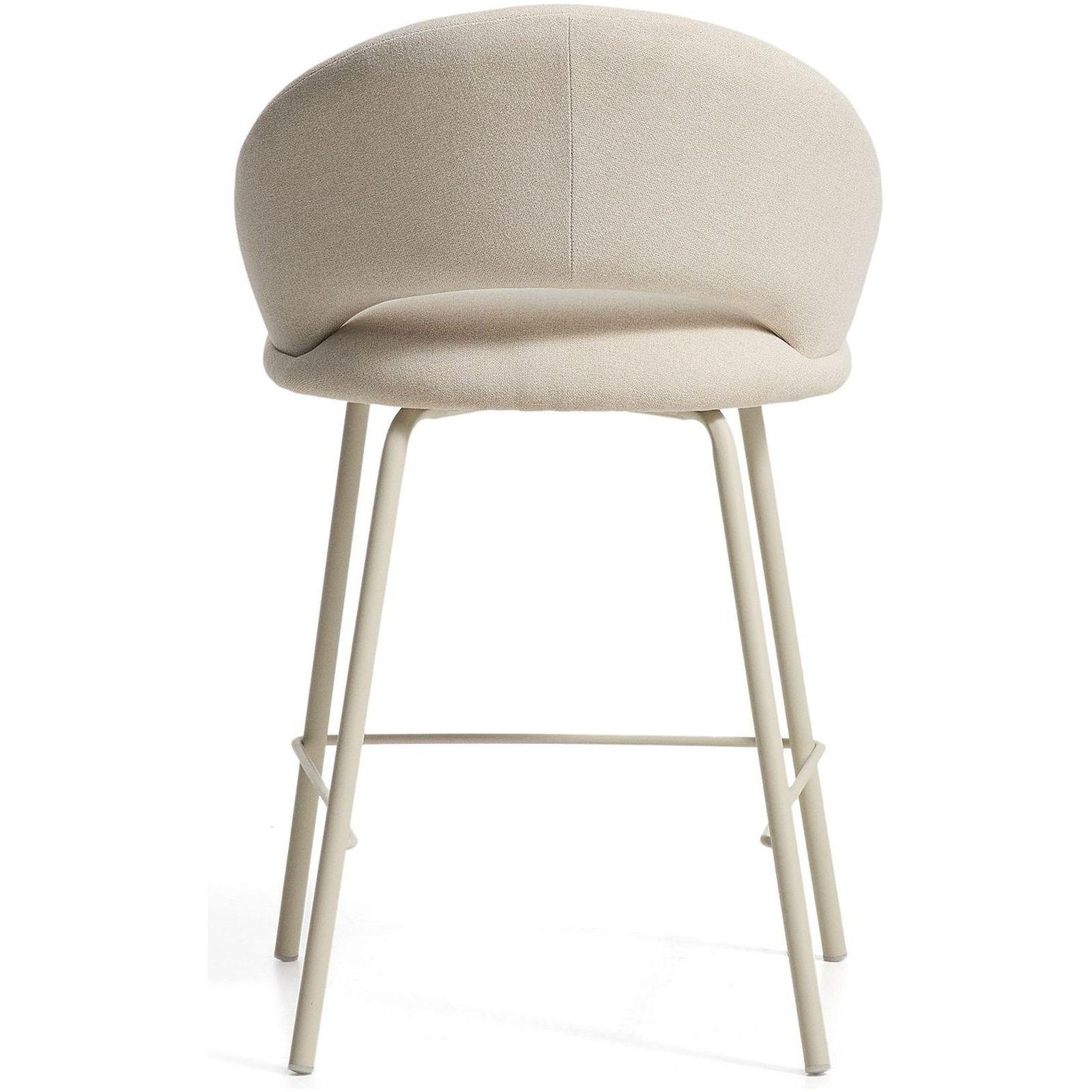 Barhocker Bonali mit beiger Chenille und beigen Metallbeinen FSC Mix Credit 65 cm