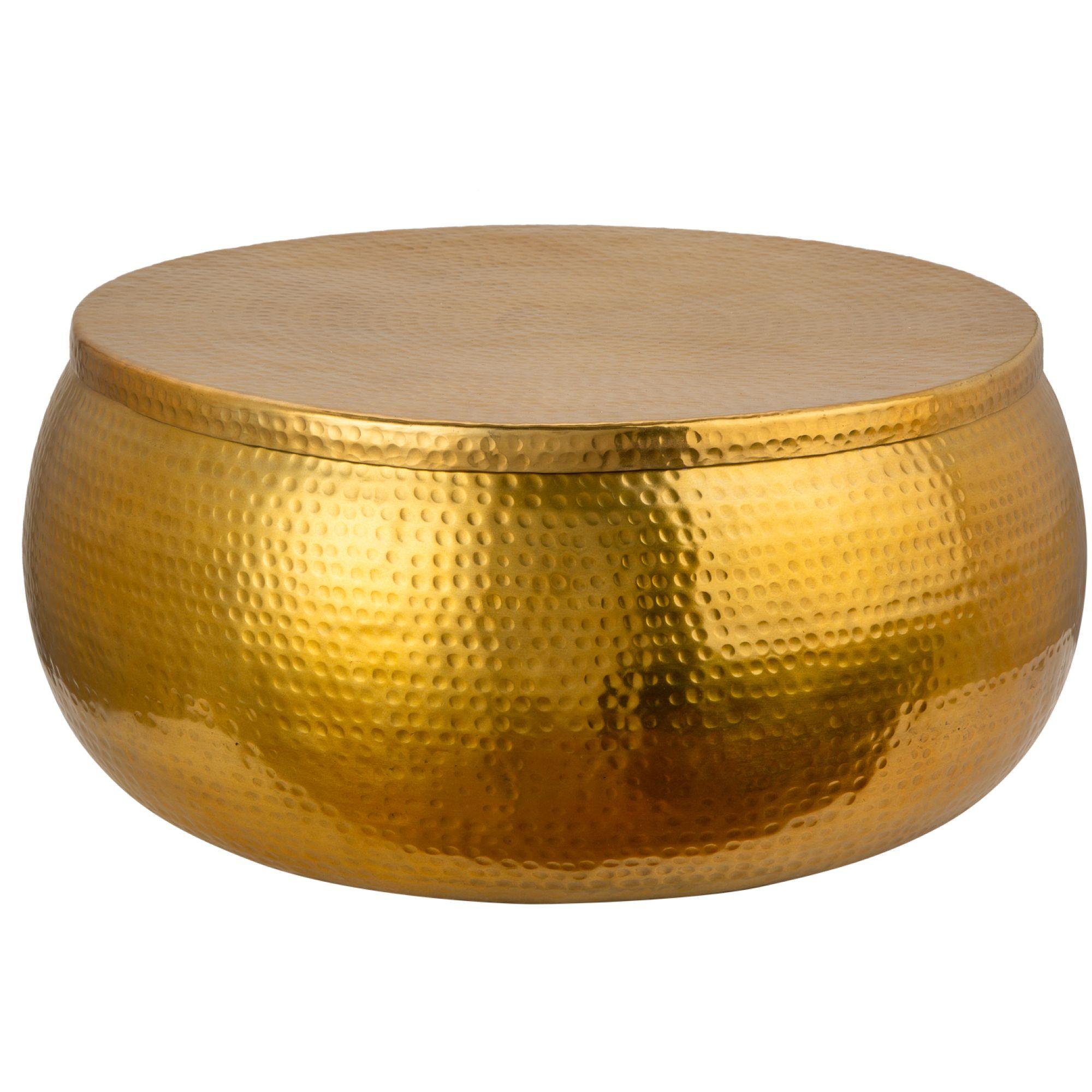 Couchtisch rund Bazzar Storage 70x70 Aluminium gold