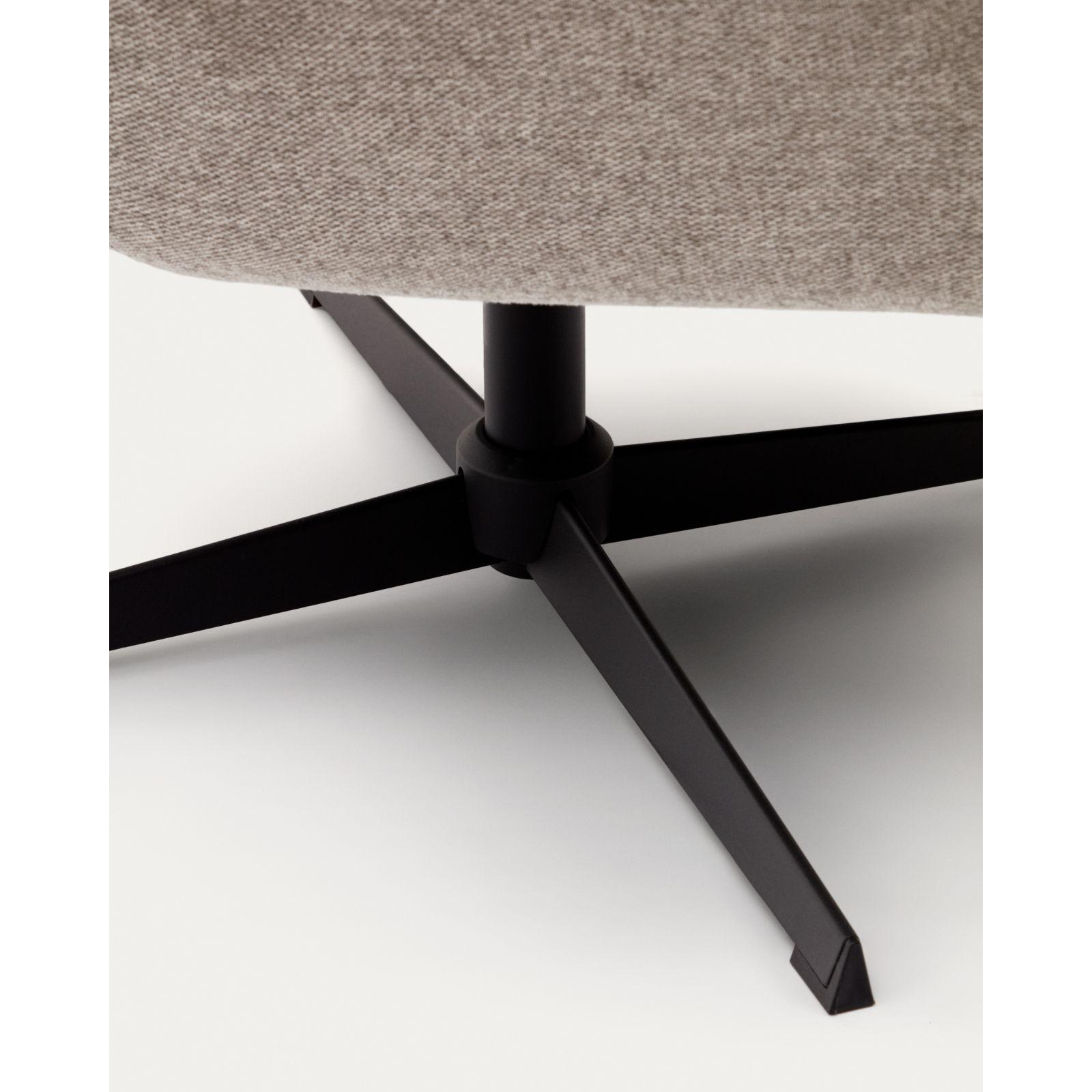 Relaxsessel drehbar Zalina Chenille Stoff beige Stahl schwarz