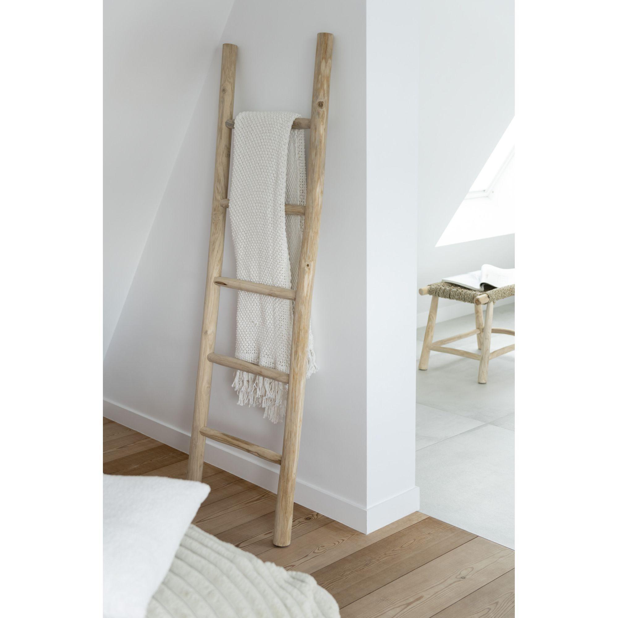 Deko Leiter Handtuchhalter Teakholz Unikat 52x158