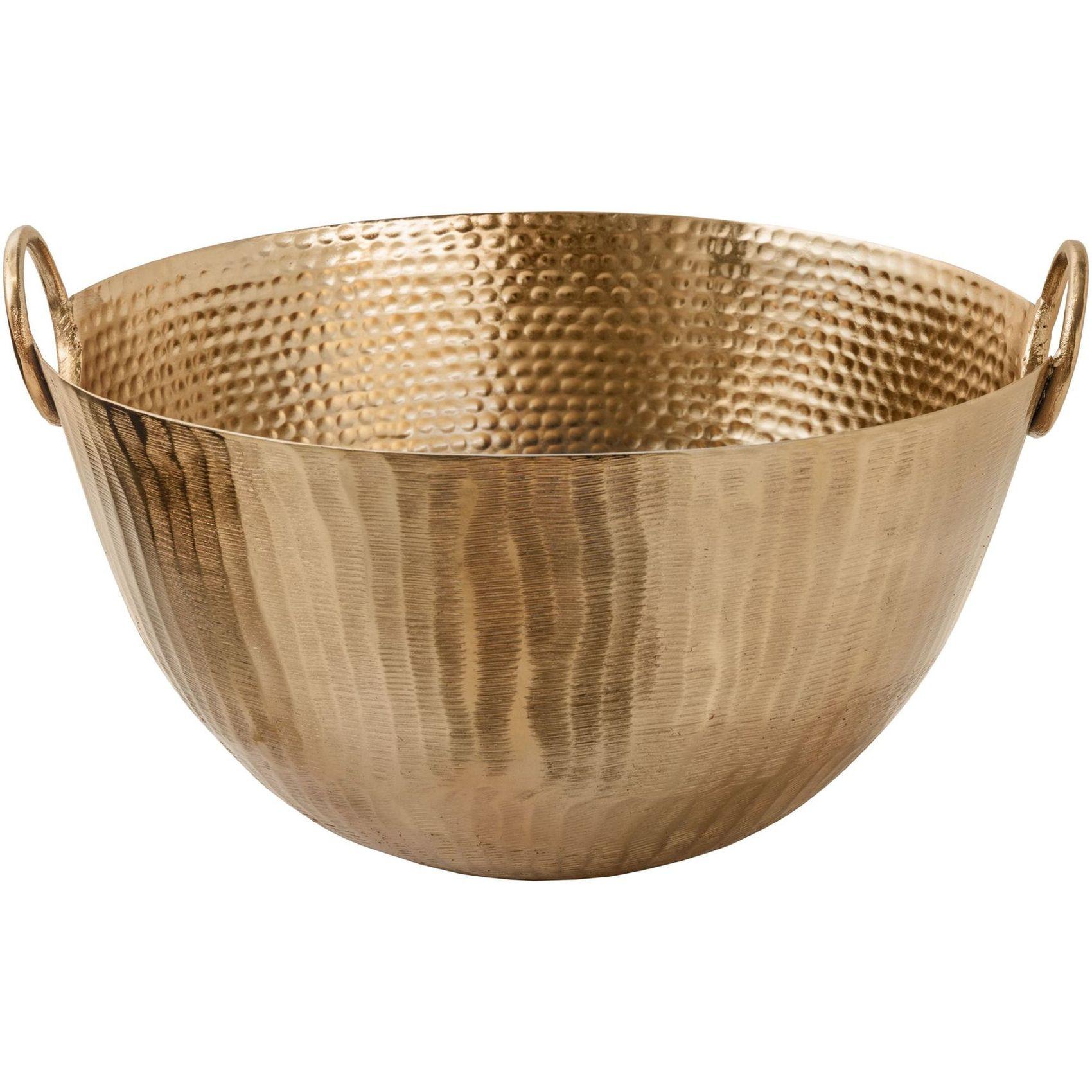 Deko Schale Bazzar mit Griff Hammerschlag gold 40x40