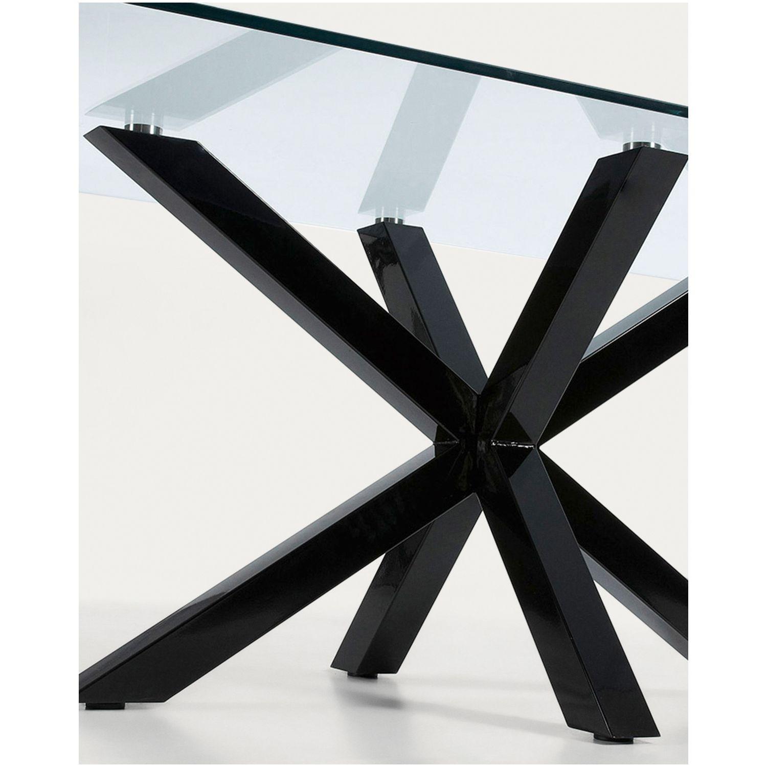 Argo Tisch aus Glas und Stahlbeine mit schwarzem Finish 160 x 90 cm