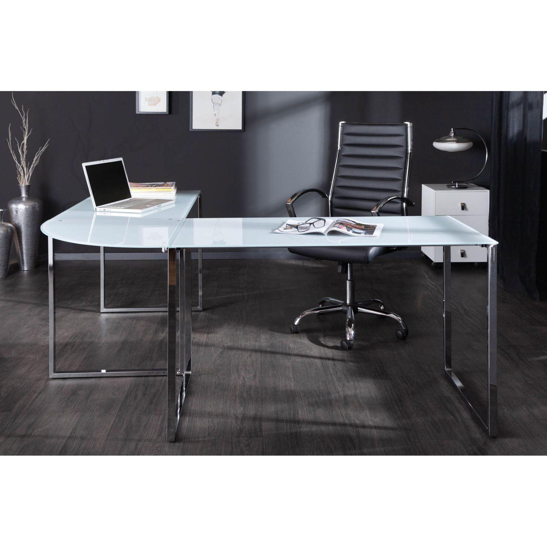 Eck-Schreibtisch New Office weiss-chrom