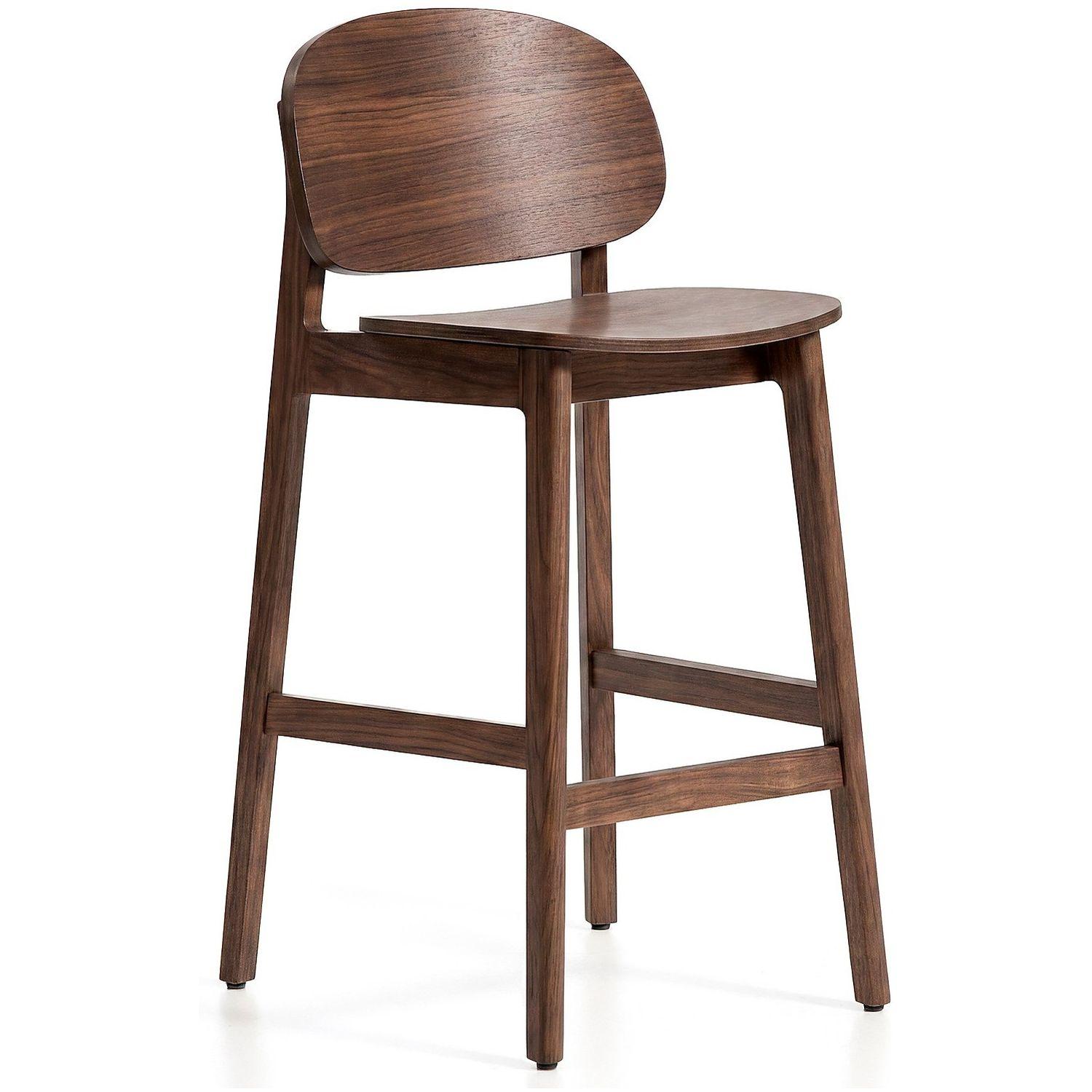 Barhocker Ludara aus Eichenfurnier mit Nussbaumfinish 65 cm