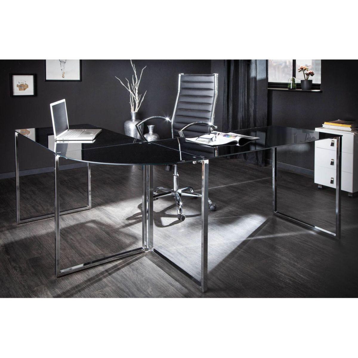 Eck-Schreibtisch New Office schwarz-chrom