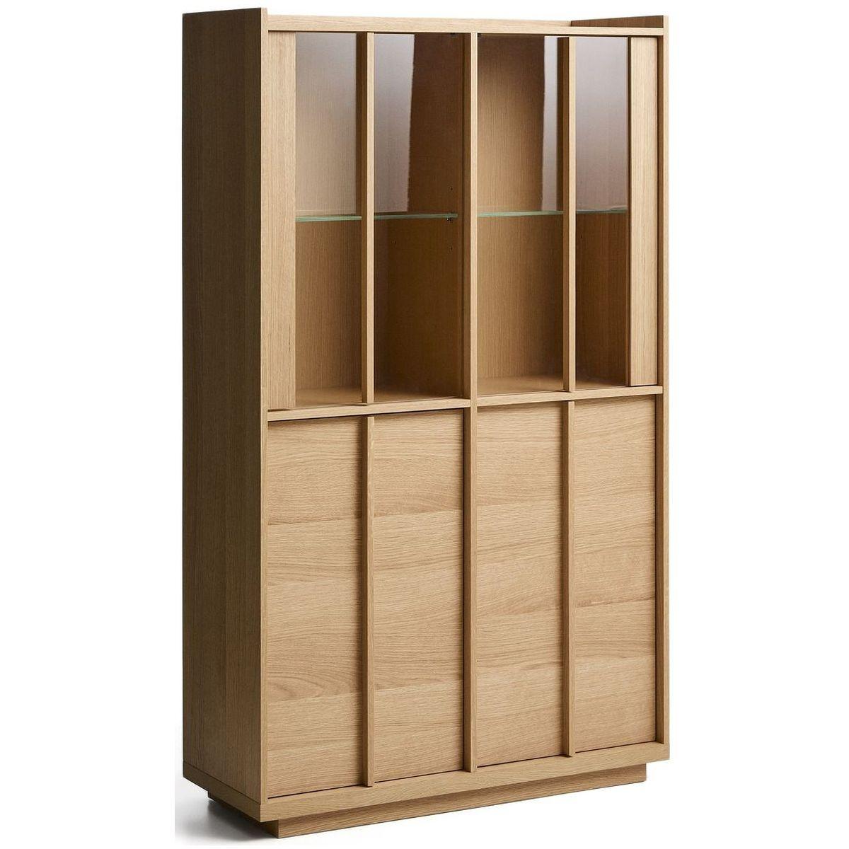 Vitrine Onix aus massivem Eichenholz und Eichenfurnier mit Naturton-Finish 100x170 FSC Mix Credit