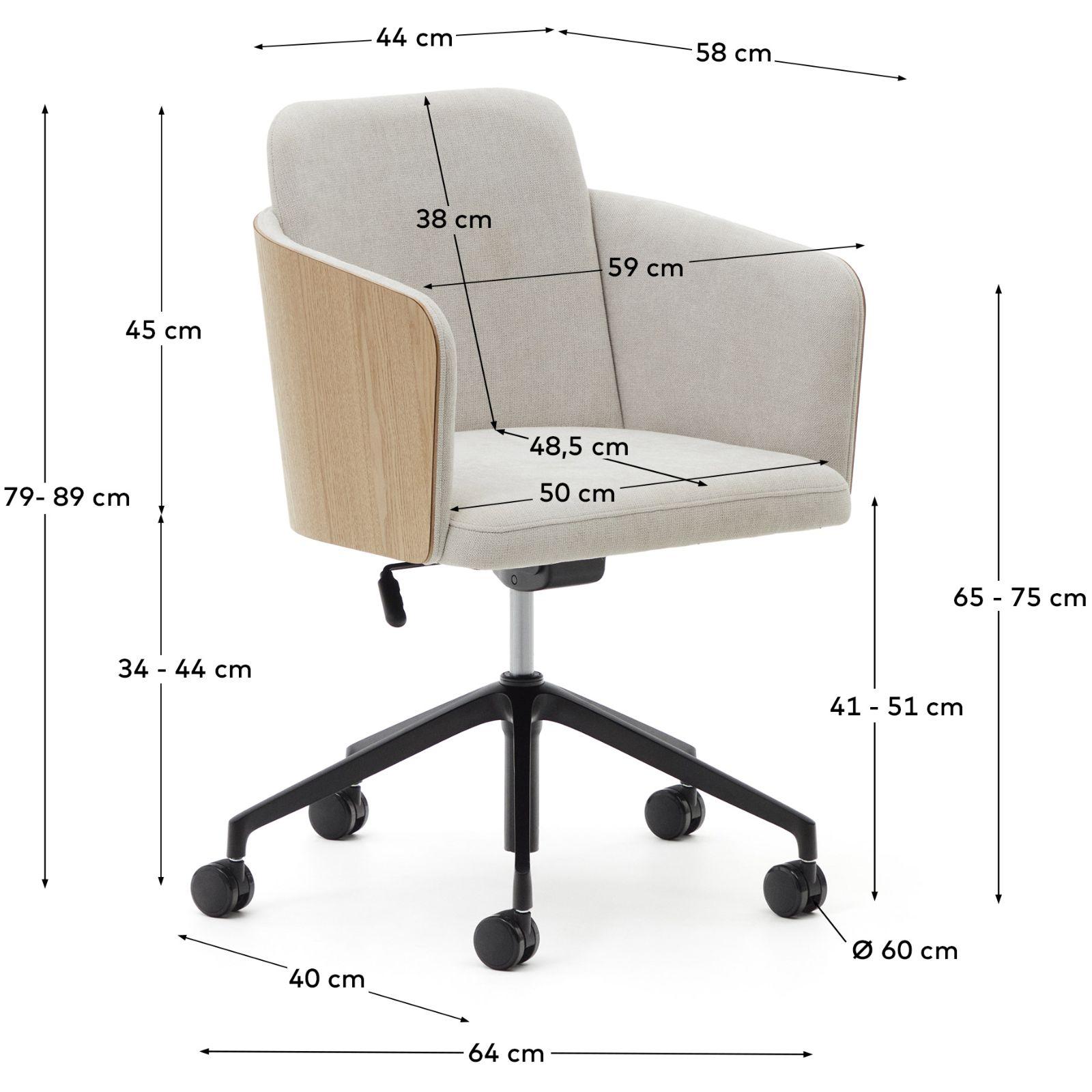 Bürodrehstuhl Madai Chenille Stoff beige Eschenfurnier natur FSC