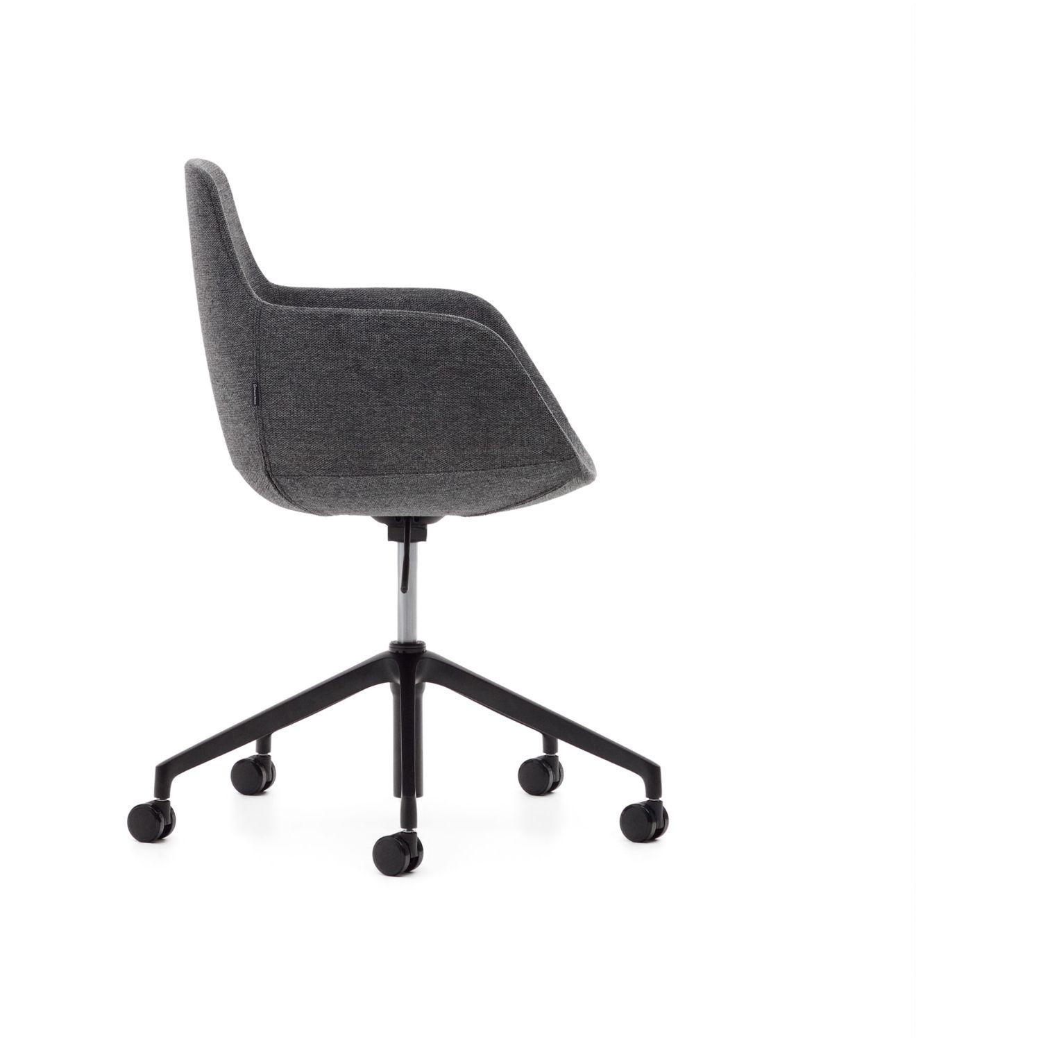 Bürodrehstuhl Tissiana Stoff mattschwarz Aluminium schwarz matt