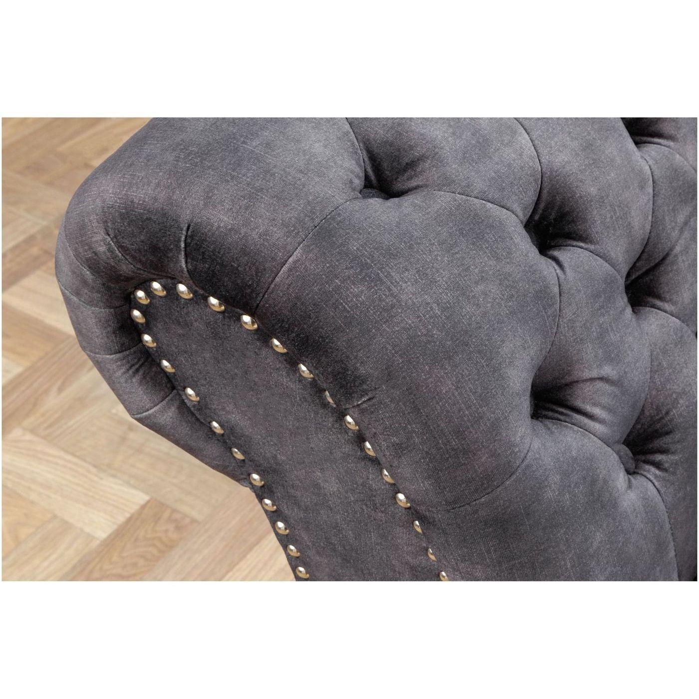 Chesterfield Recamiere Samt grau