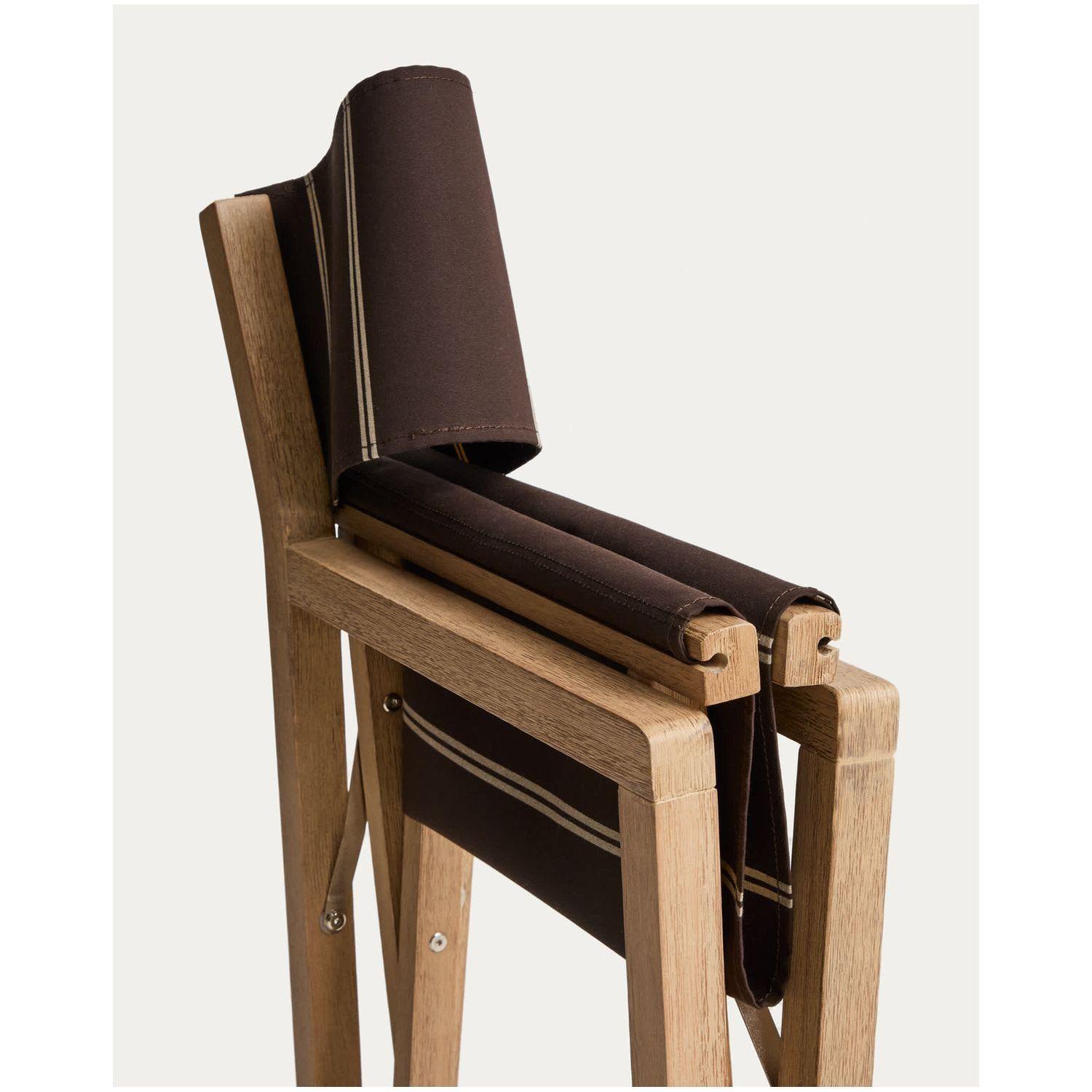 Braun-beige gestreifter Outdoor-Klappstuhl Vilara aus massivem Akazienholz FSC 100%