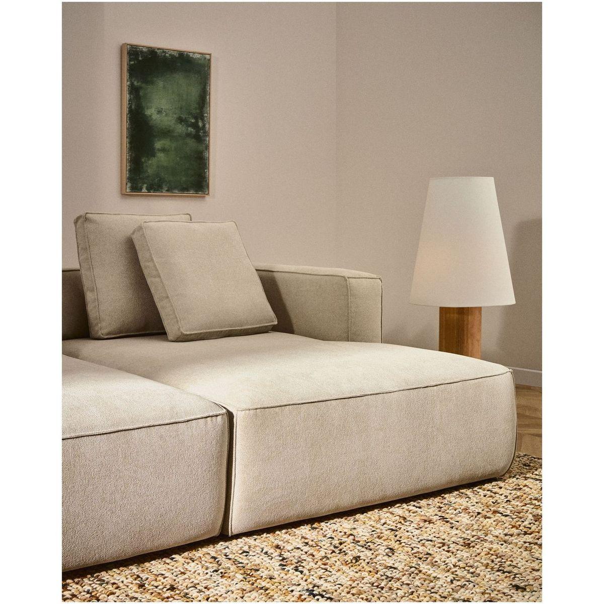 3-Sitzer Ecksofa Bettsofa Marela mit Chaiselongue rechts in beiger Chenille 236 cm FSC Mix Credit