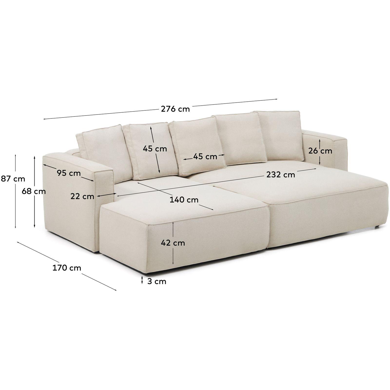 3-Sitzer Ecksofa Bettsofa Marela mit Chaiselongue links in beiger Chenille 276 cm FSC Mix Credit