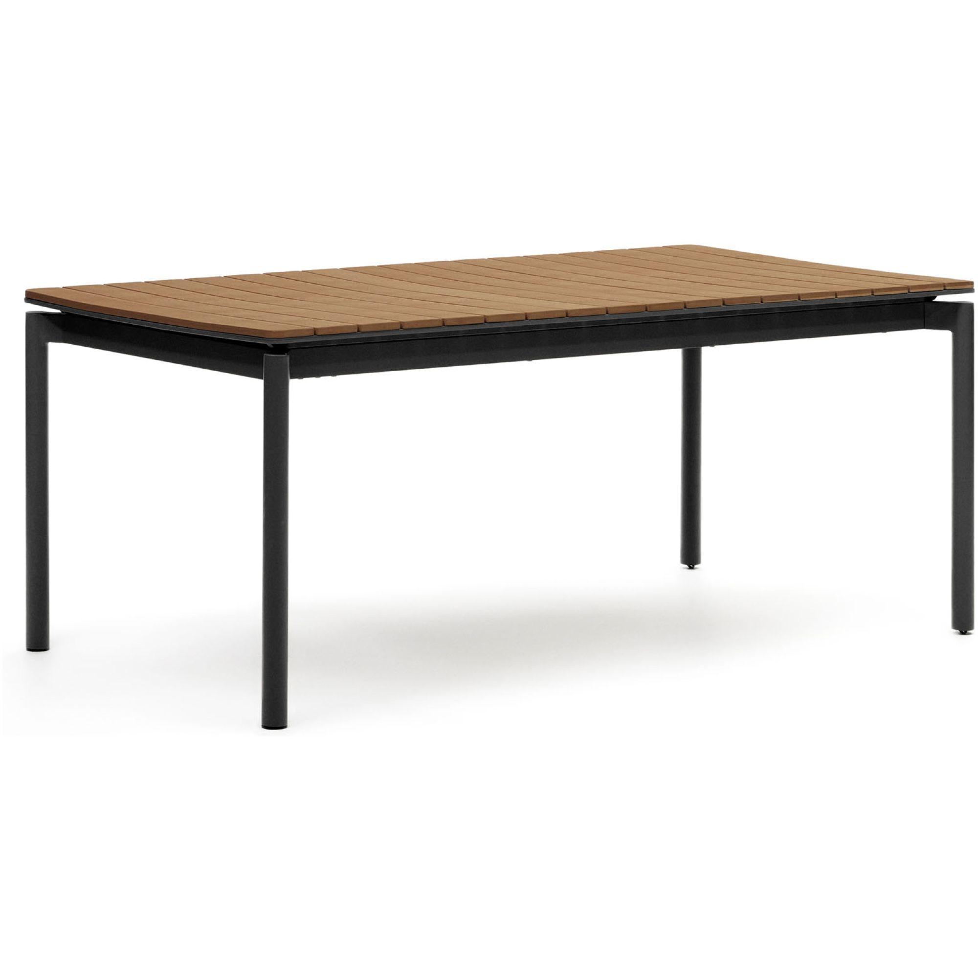 Canyelles Gartenausziehtisch aus Poly-Holz und mattschwarzem Aluminium 180-240x100