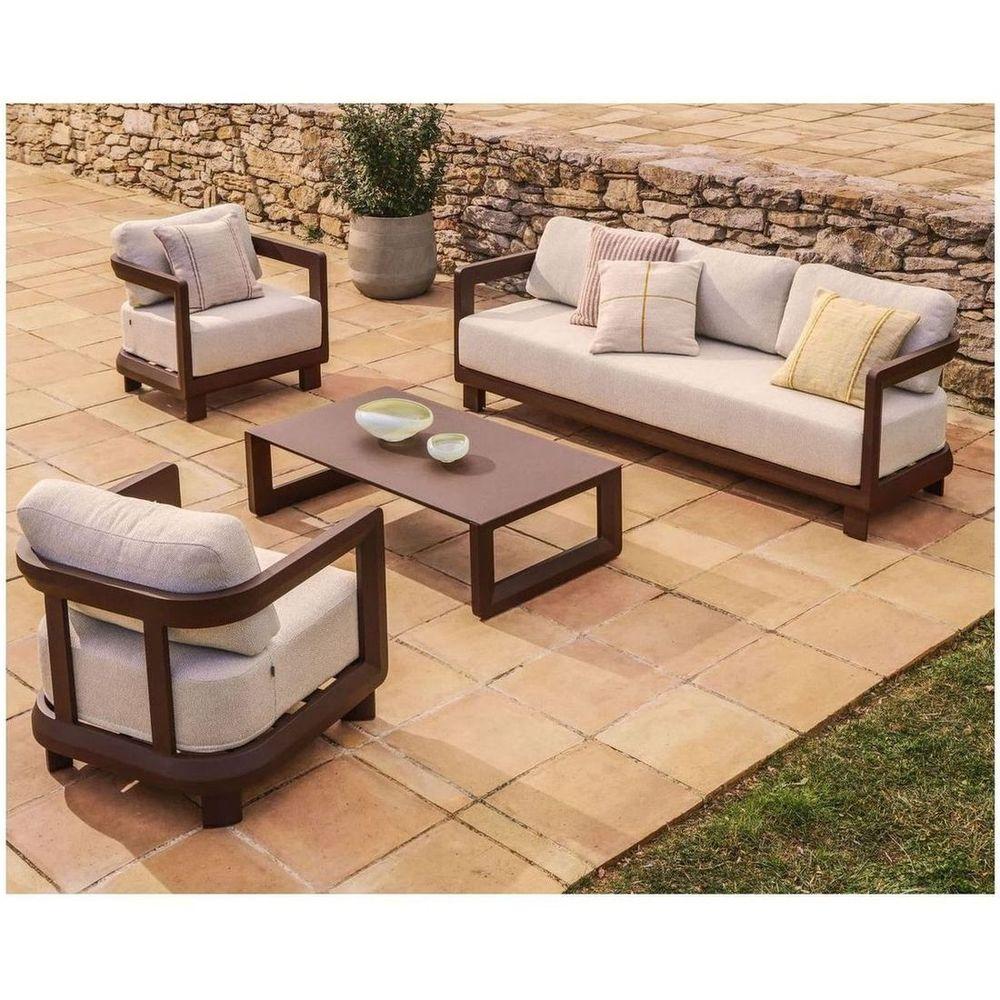 Gartensofa 3-Sitzer Nerano Aluminium in Braun 208