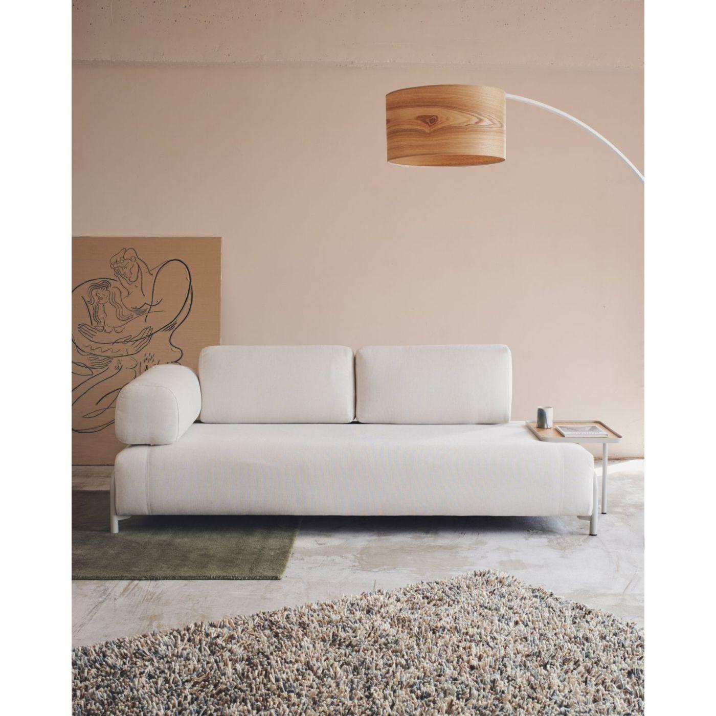 Compo großes Tablett in Eichenfurnier mit natürlichem Finish und Metallgestell beige.