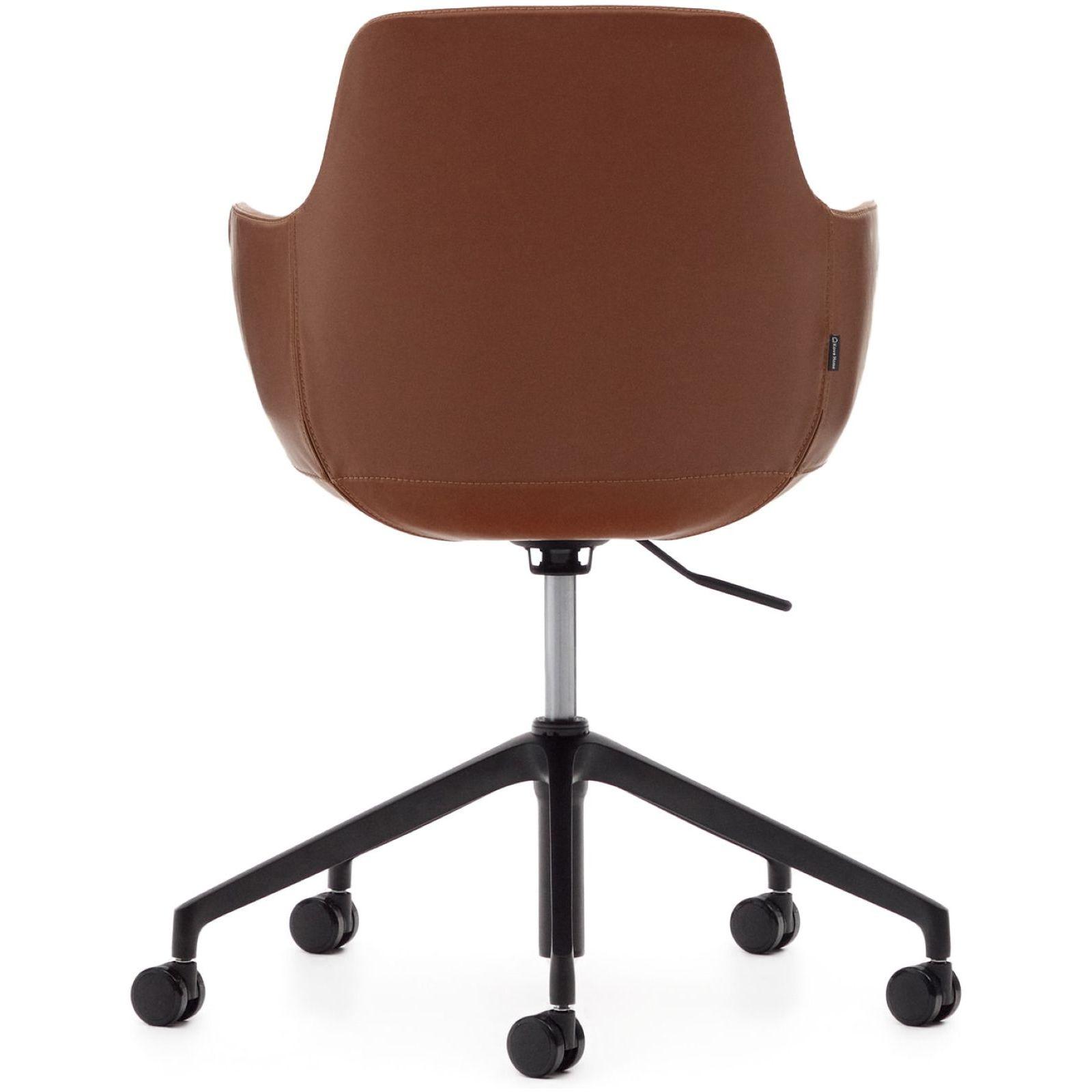Bürodrehstuhl Tissiana Kunstleder braun Aluminium schwarz matt