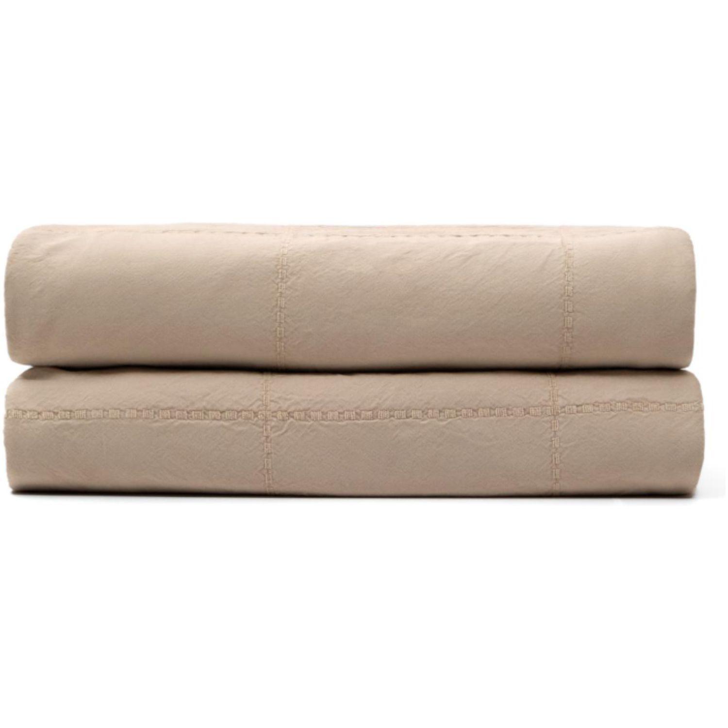 Tagesdecke Isor aus Chenille 100% Baumwolle ecru mit Karomuster für Bett von 150-160 cm