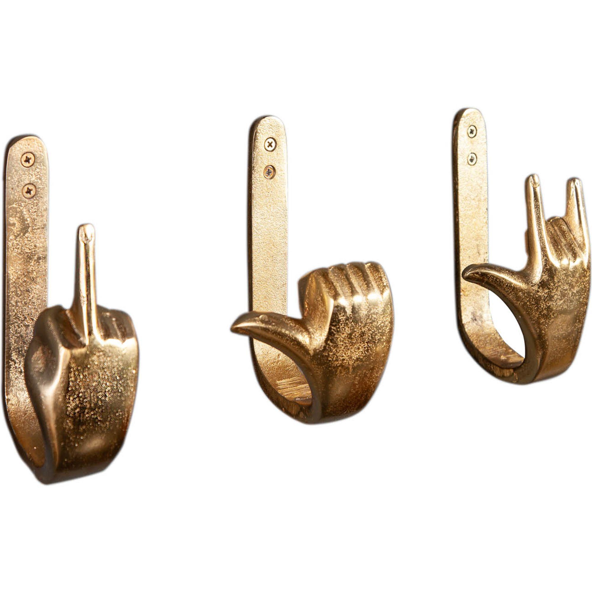 Kleiderhaken Hands Metall gold (3er-Set)