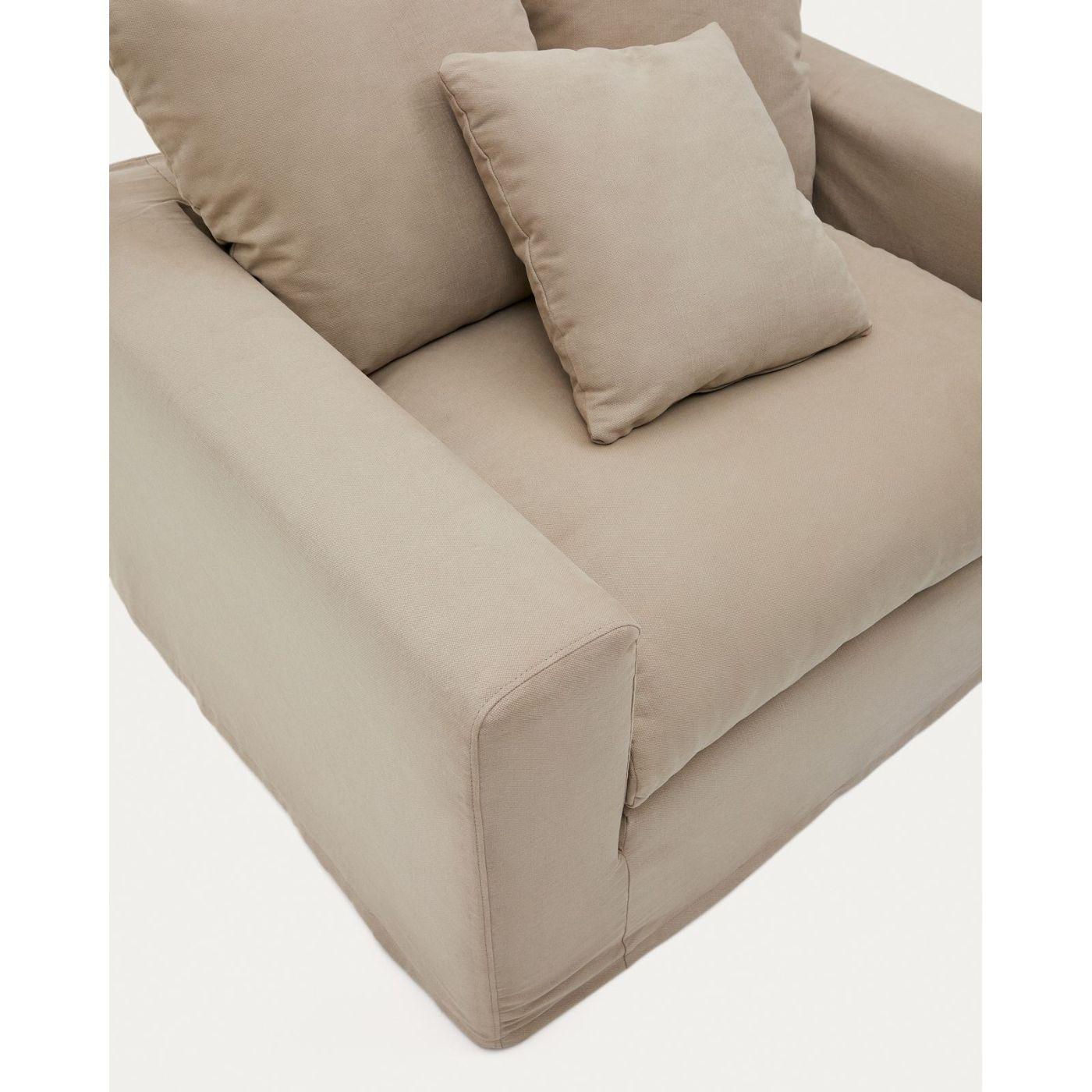 Bezug für Nora Loveseat Sessel aus Leinen und Baumwolle beige