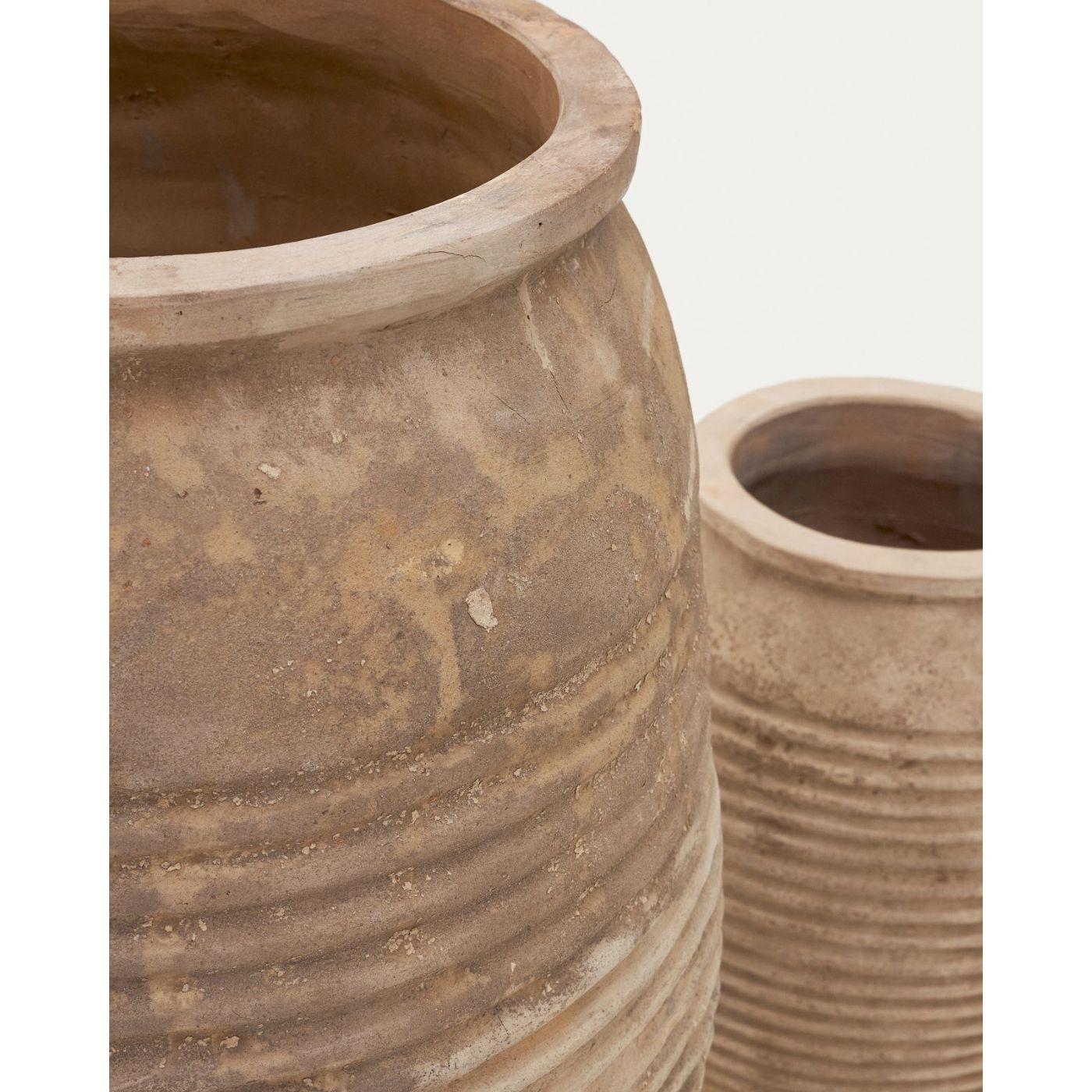 Blumentopf Llonga Terrakotta mit natur (2er-Set)