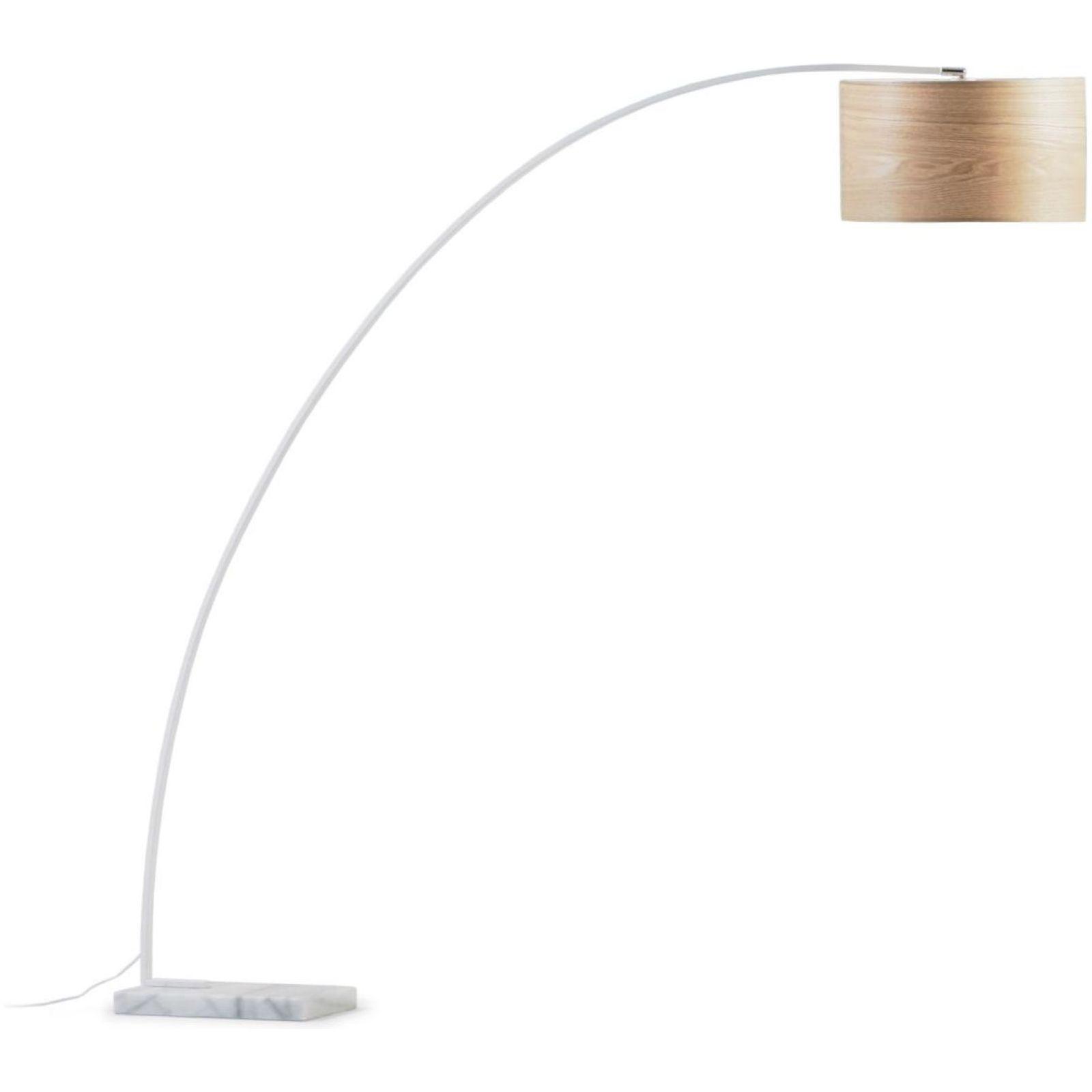 Stehlampe Bogenleuchte Juhe Eschenholzfurnier Marmor weiss