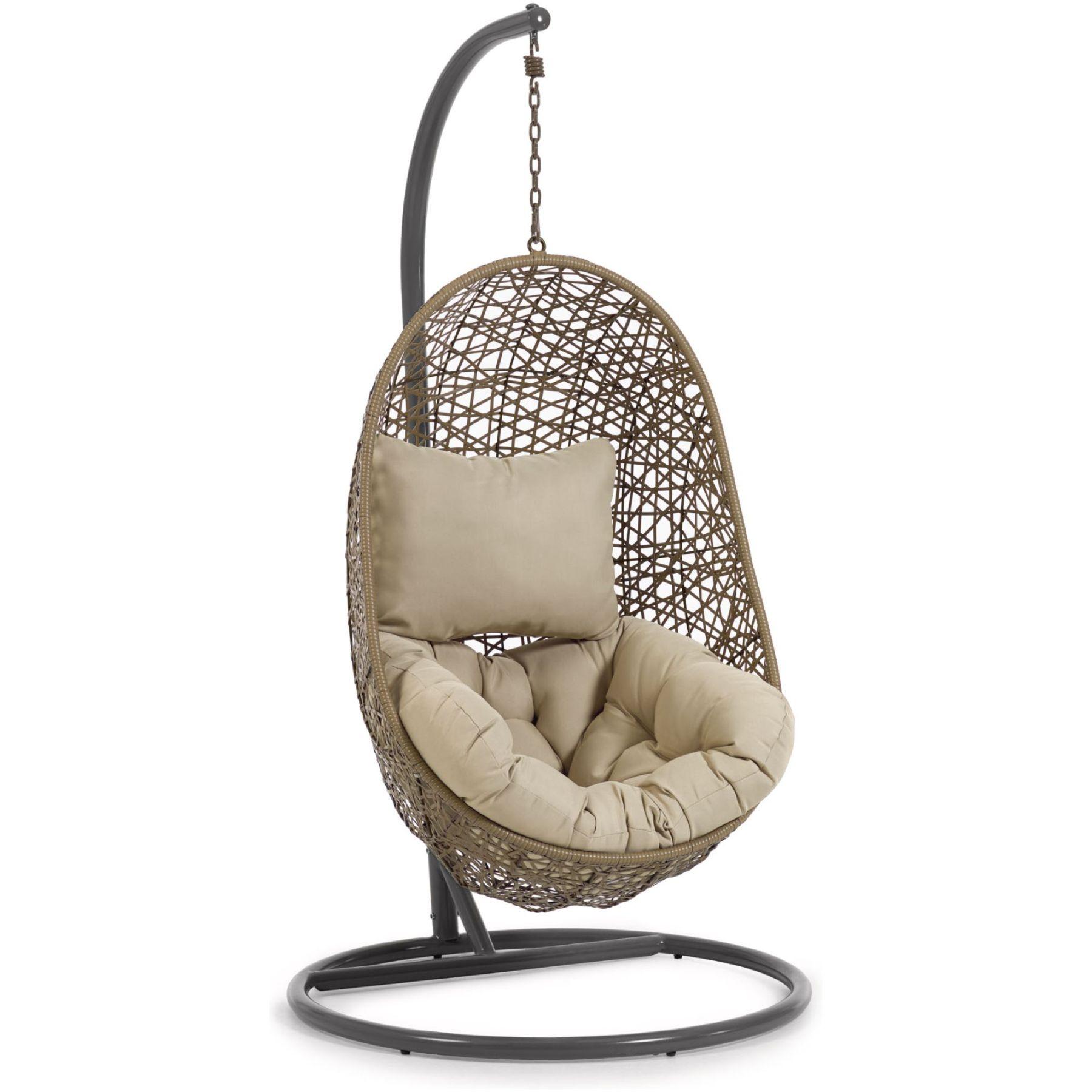 Garten Hängesessel Florence Poly Rattan braun Fuss dunkelgrau