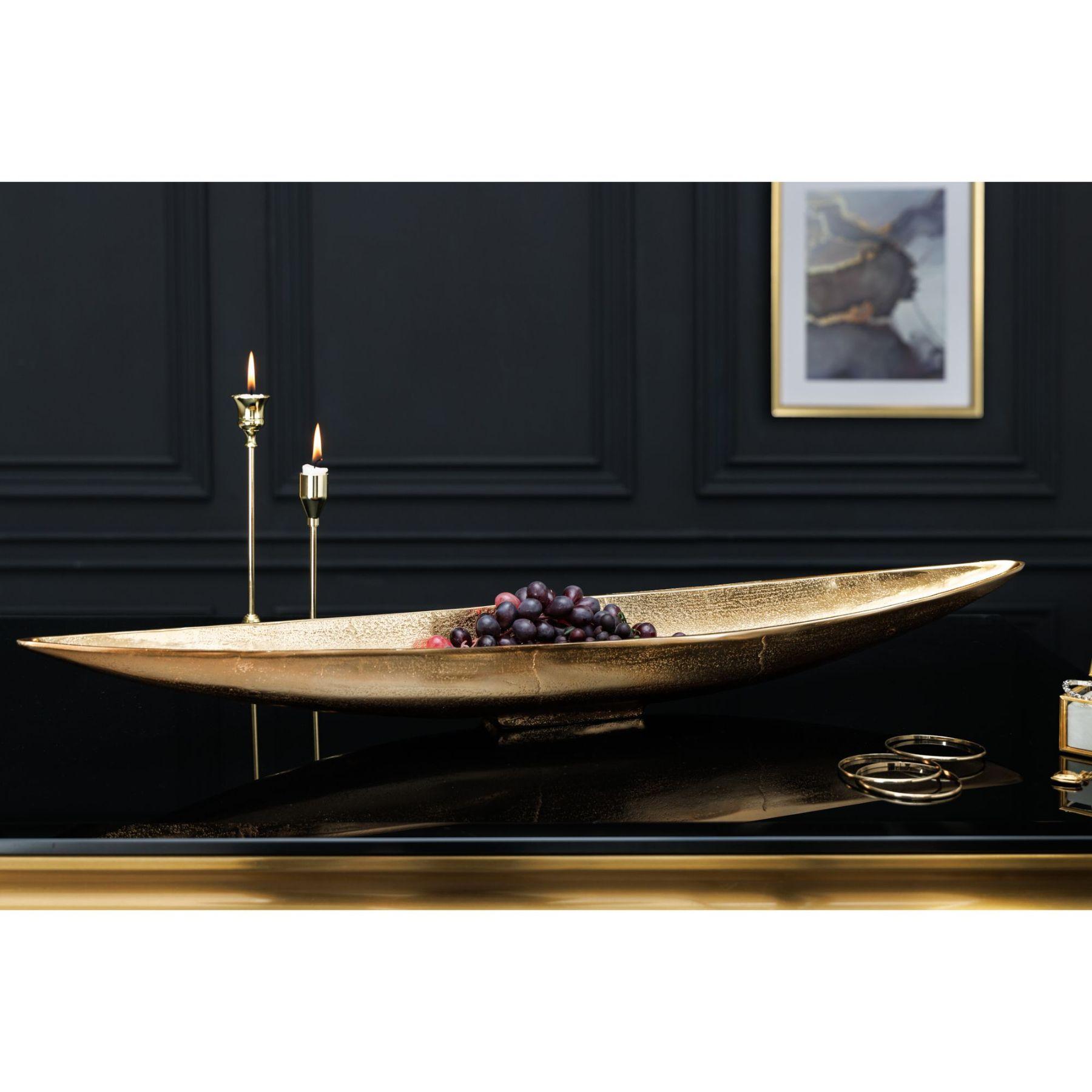 Deko Schale 82cm Aluminium Long gold