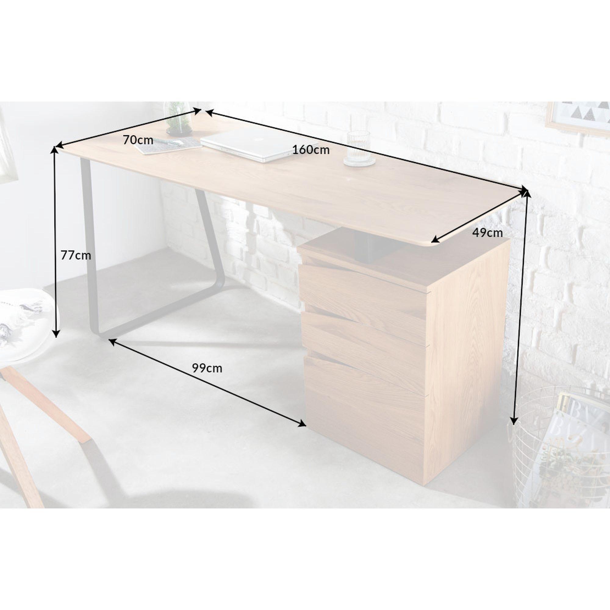 Schreibtisch Basic Studio Eichenholzfurnier (mit Schubladenkorpus)